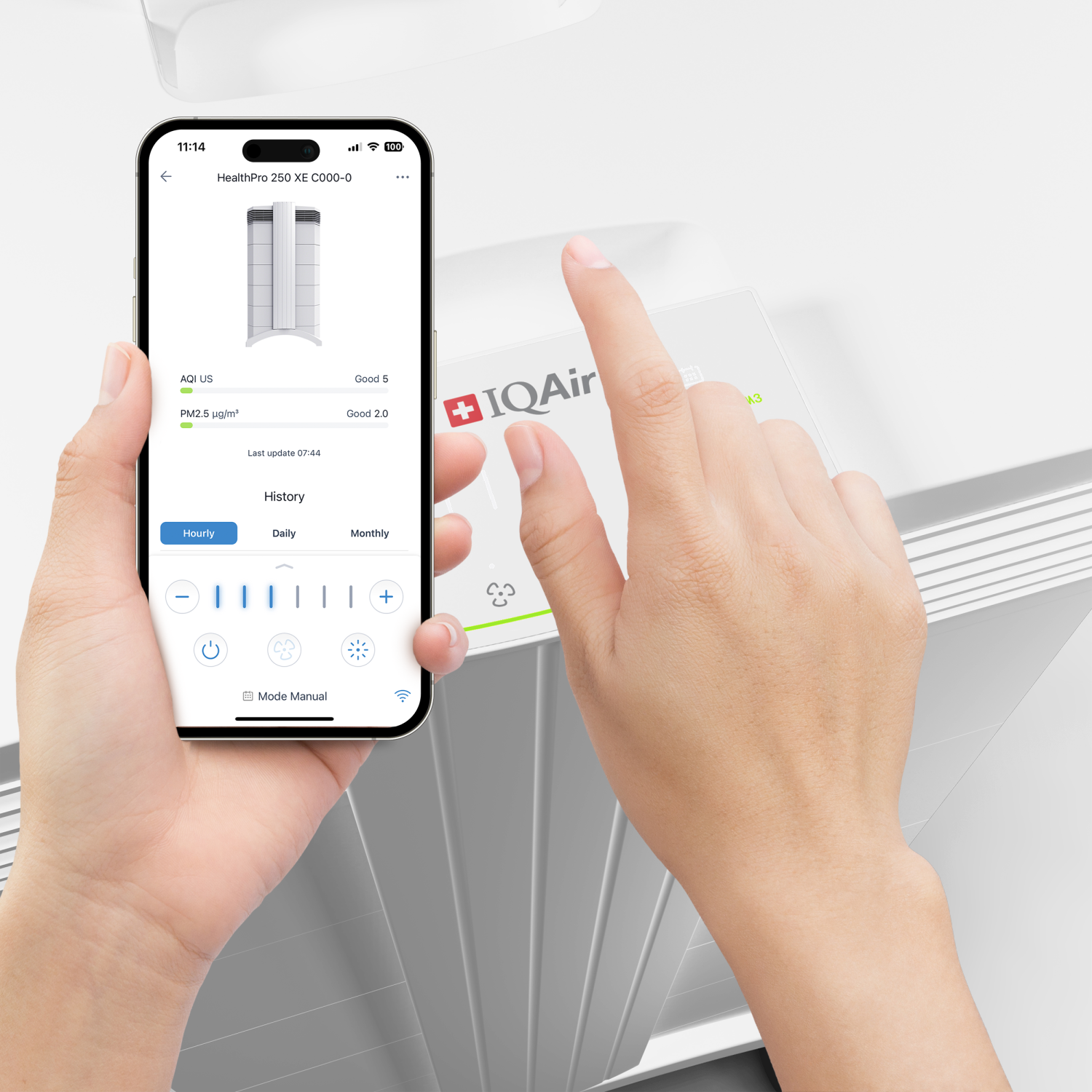 IQAir HealthPro Plus XE Air Purifier - Smart HyperHEPA Filtration for Large Rooms up to 1125 sq ft - Viruses, Allergens, Smoke, Mold, Dust, Pet