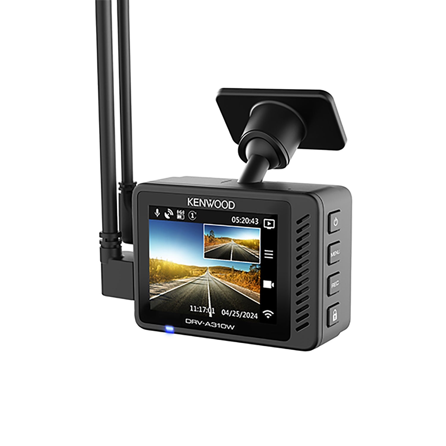 Caméra de tableau de bord 310&nbsp;W HD DRV-a de Kenwood avec écran de 2 po, GPS et Wi-Fi