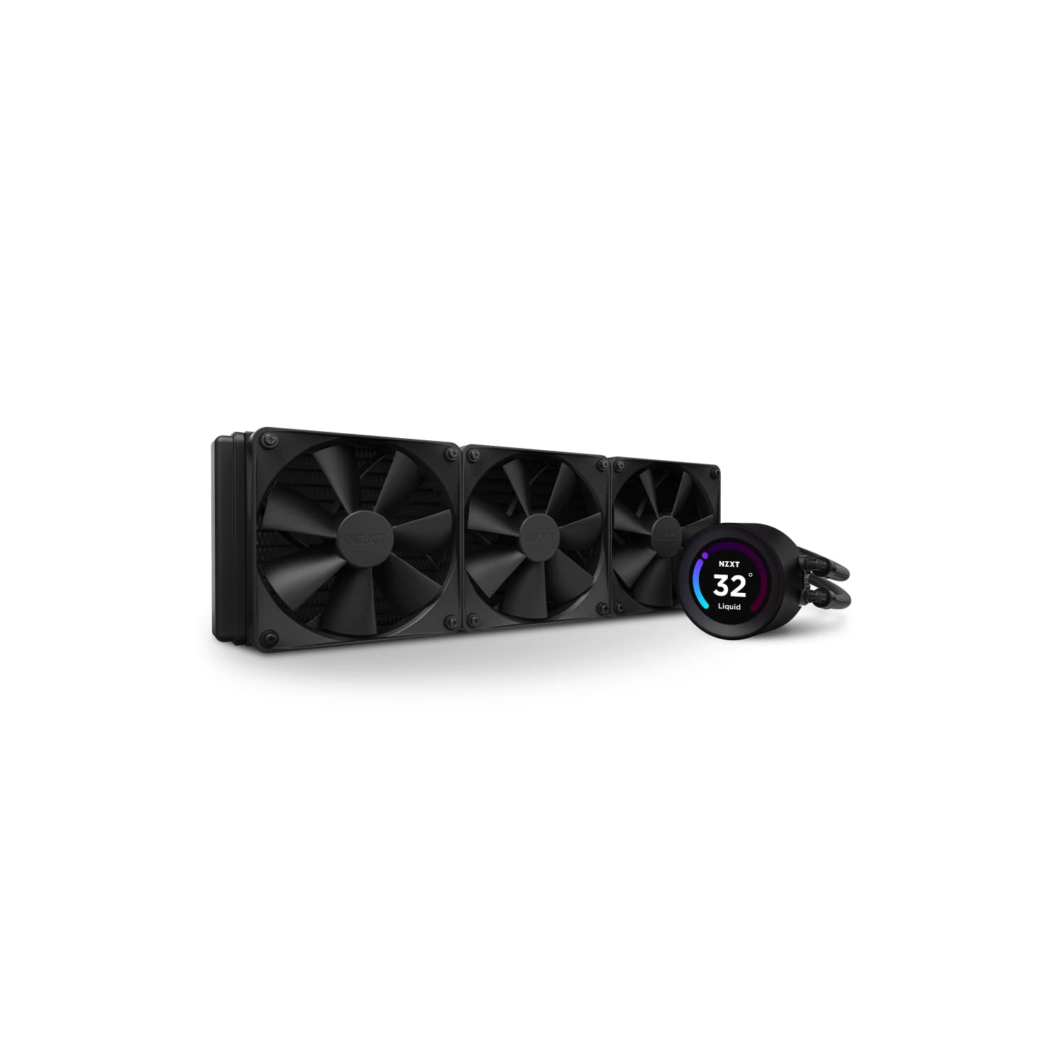 NZXT Kraken Elite 360 360mm AIO CPU Liquid Cooler, Customizable 2.36" LCD Display, High-Performance Pump - 3 x F120P Fans (Black)