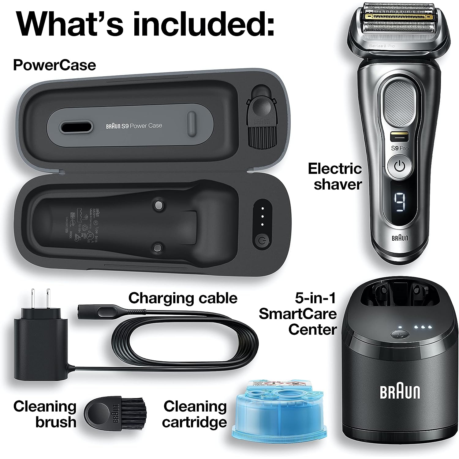 Braun Series 9-9477cc Pro Men's Rechargeable Wet & Dry Electric Foil Shaver with ProLift Trimmer, PowerCase, & SmartCare Center