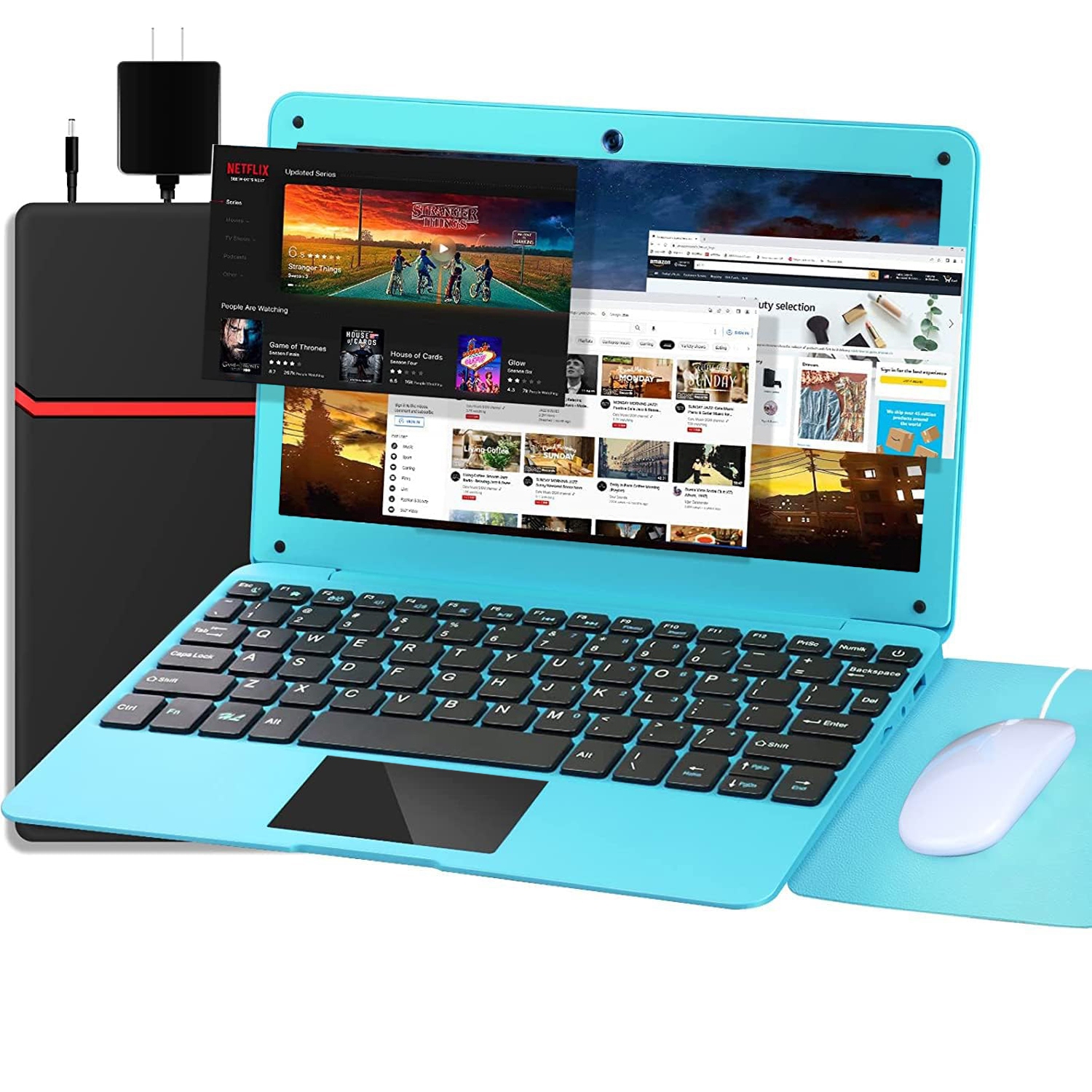 10.1'' Laptop Computer Quad Core Android 12 Mini Netbook 2G RAM+64GB ROM for Kids Adults