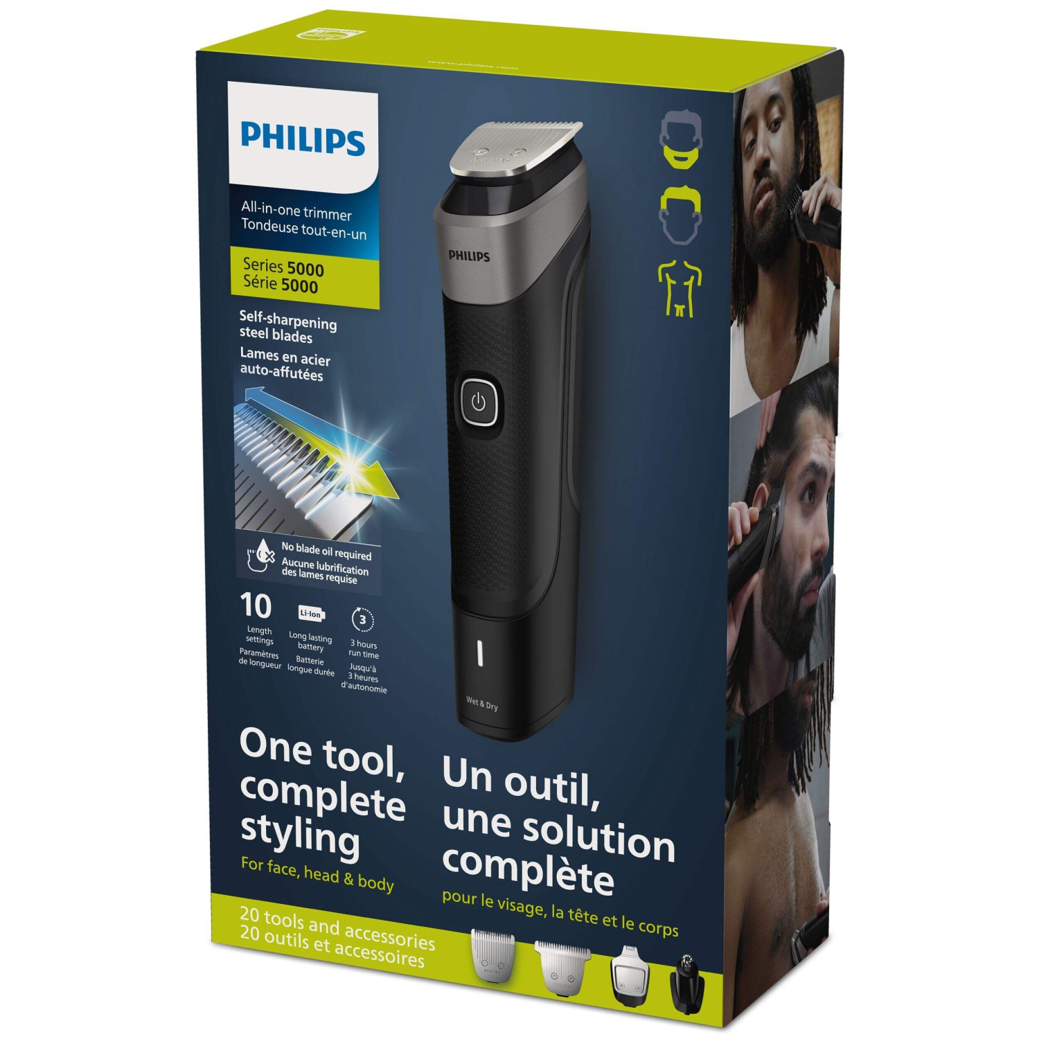 Philips Multigroom Series 5000 All-In-One Rechargeable Cordless Hair Trimmer, 19-pc