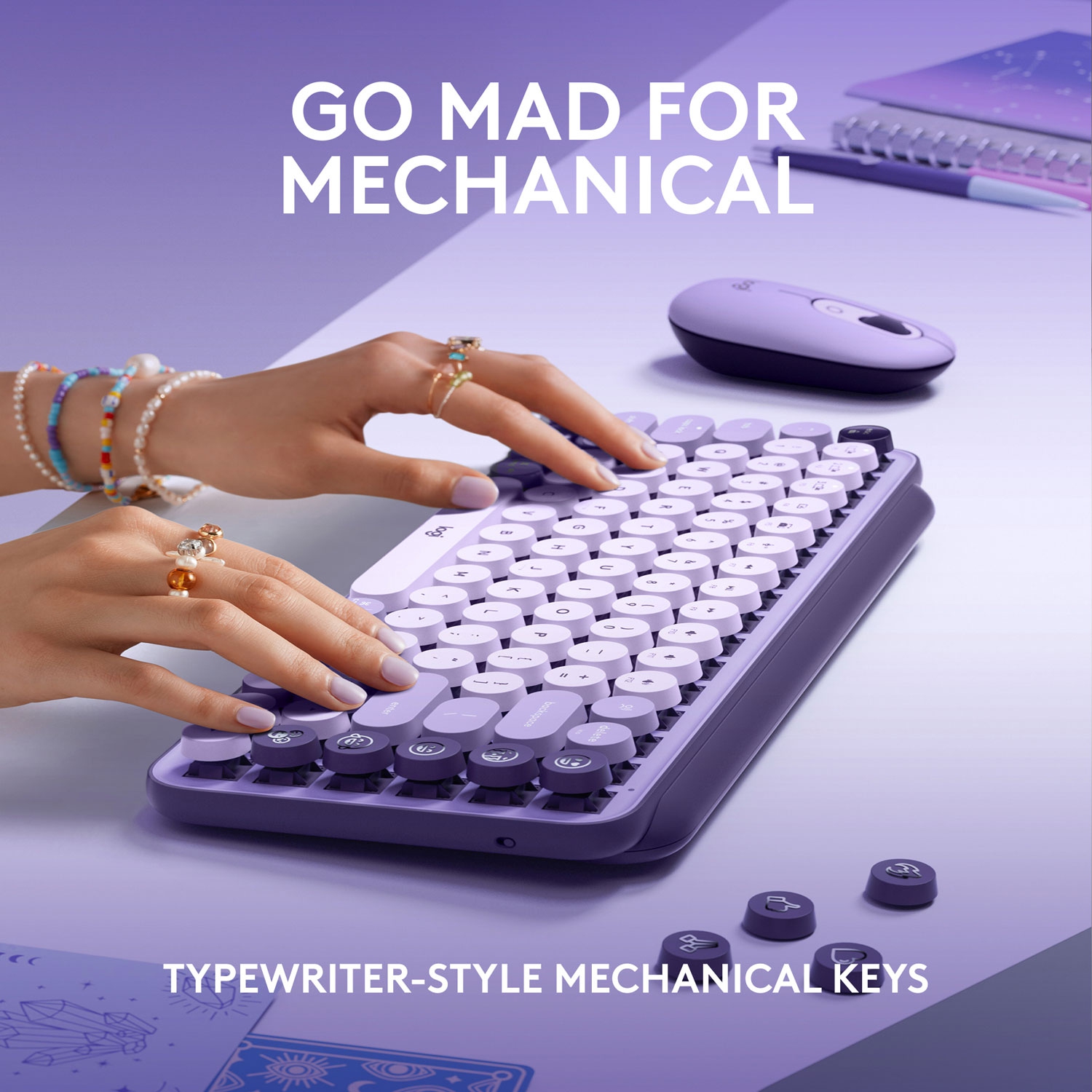 Boîte ouverte - clavier mécanique sans fil Multi Device POP Keys de Logitech avec touches d'émoticônes à personnaliser - Cosmos