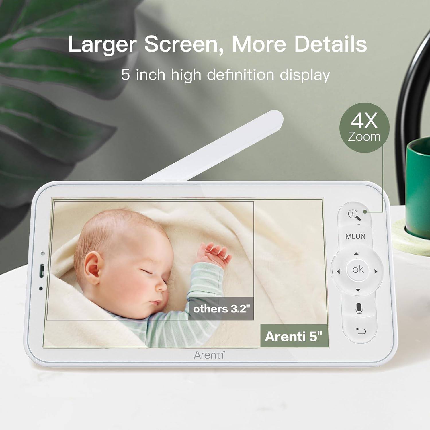 ARENTI Baby Monitor, 2K Video Baby Camera with 5-inch Wireless Display- Open Box