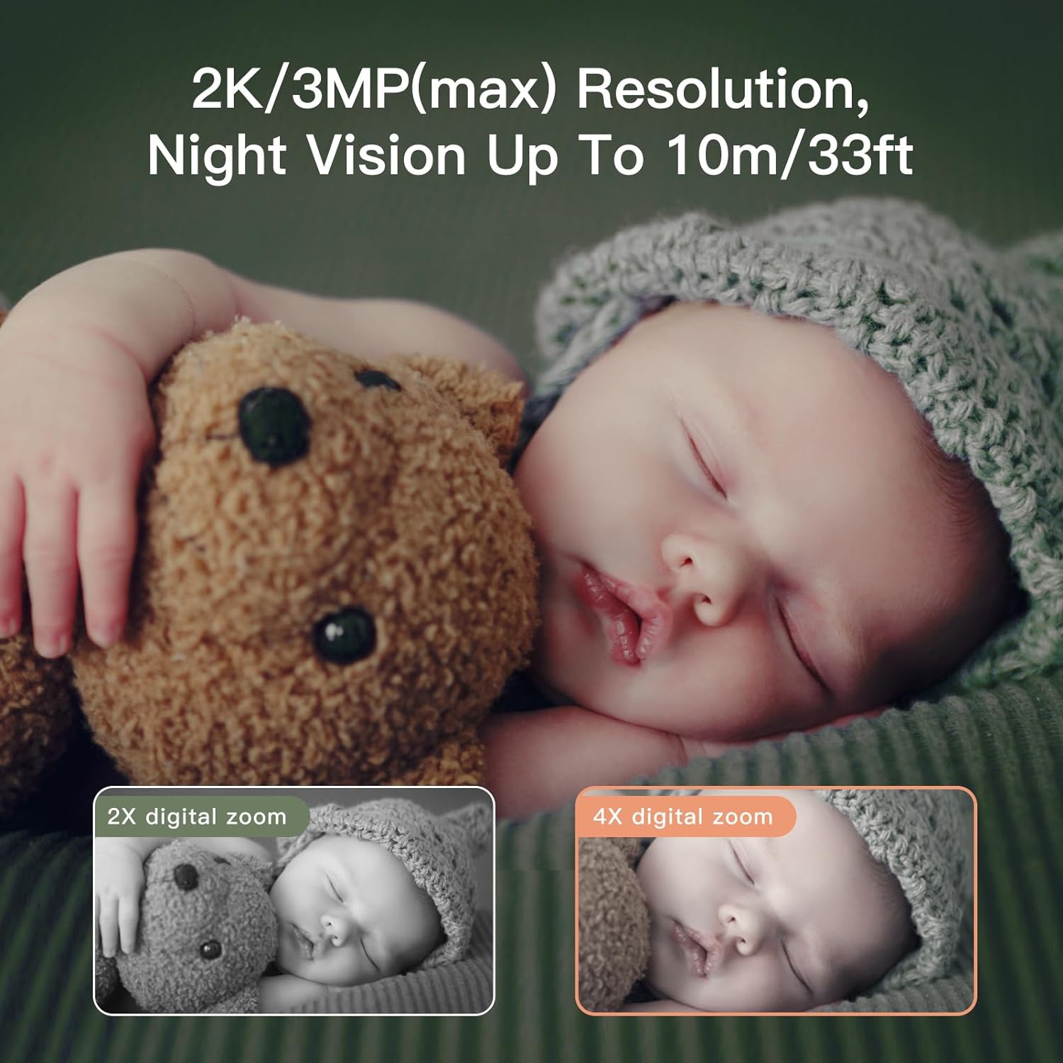 ARENTI Baby Monitor, 2K Video Baby Camera with 5-inch Wireless Display- Open Box