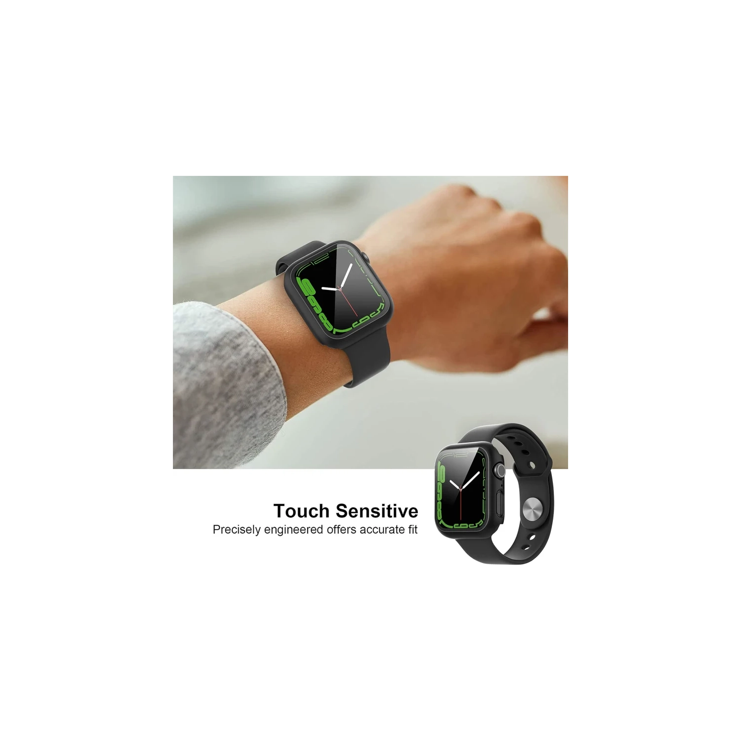 Paquet de 2 étuis protecteurs d'écran pour Apple Watch Series 8/7/6/5/4/se/se 2 40&nbsp;mm - verre trempé ultramince, noir