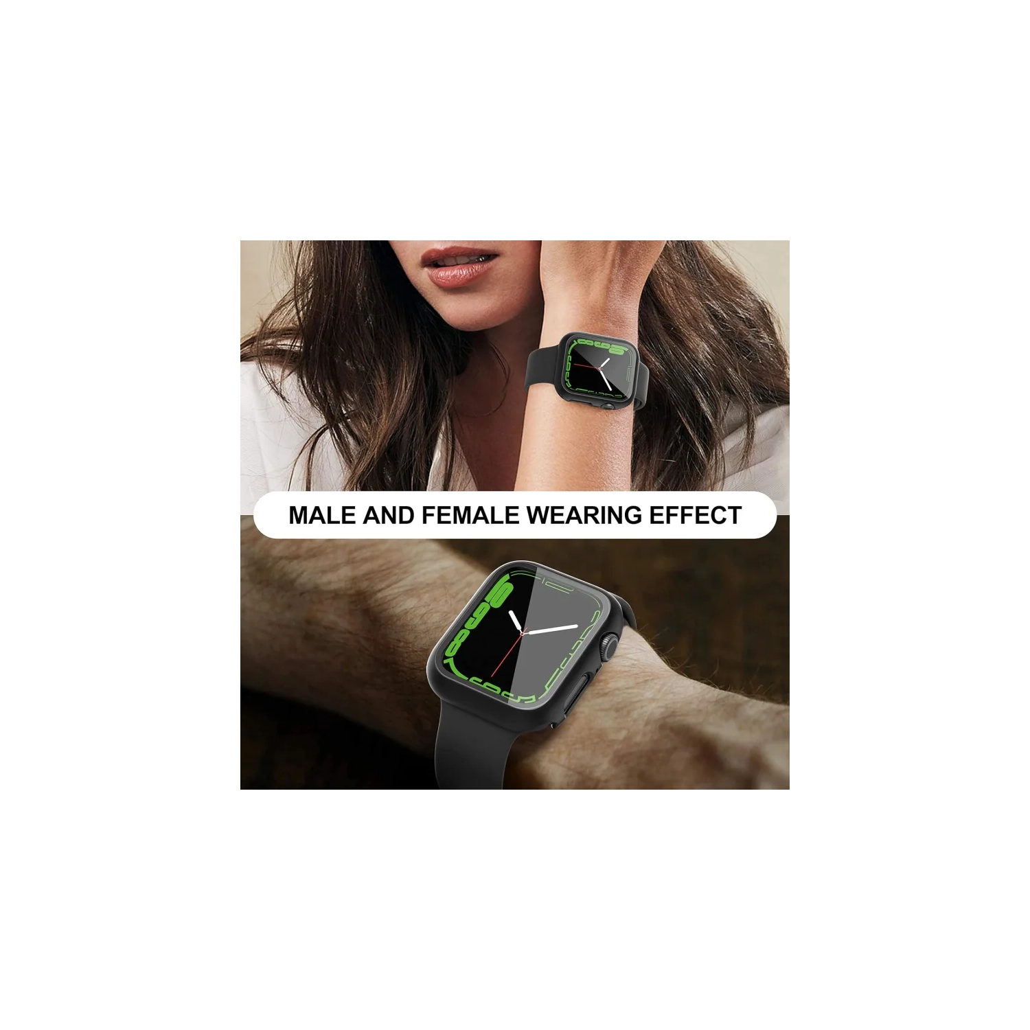 Paquet de 2 étuis protecteurs d'écran pour Apple Watch Series 8/7/6/5/4/se/se 2 40&nbsp;mm - verre trempé ultramince, noir