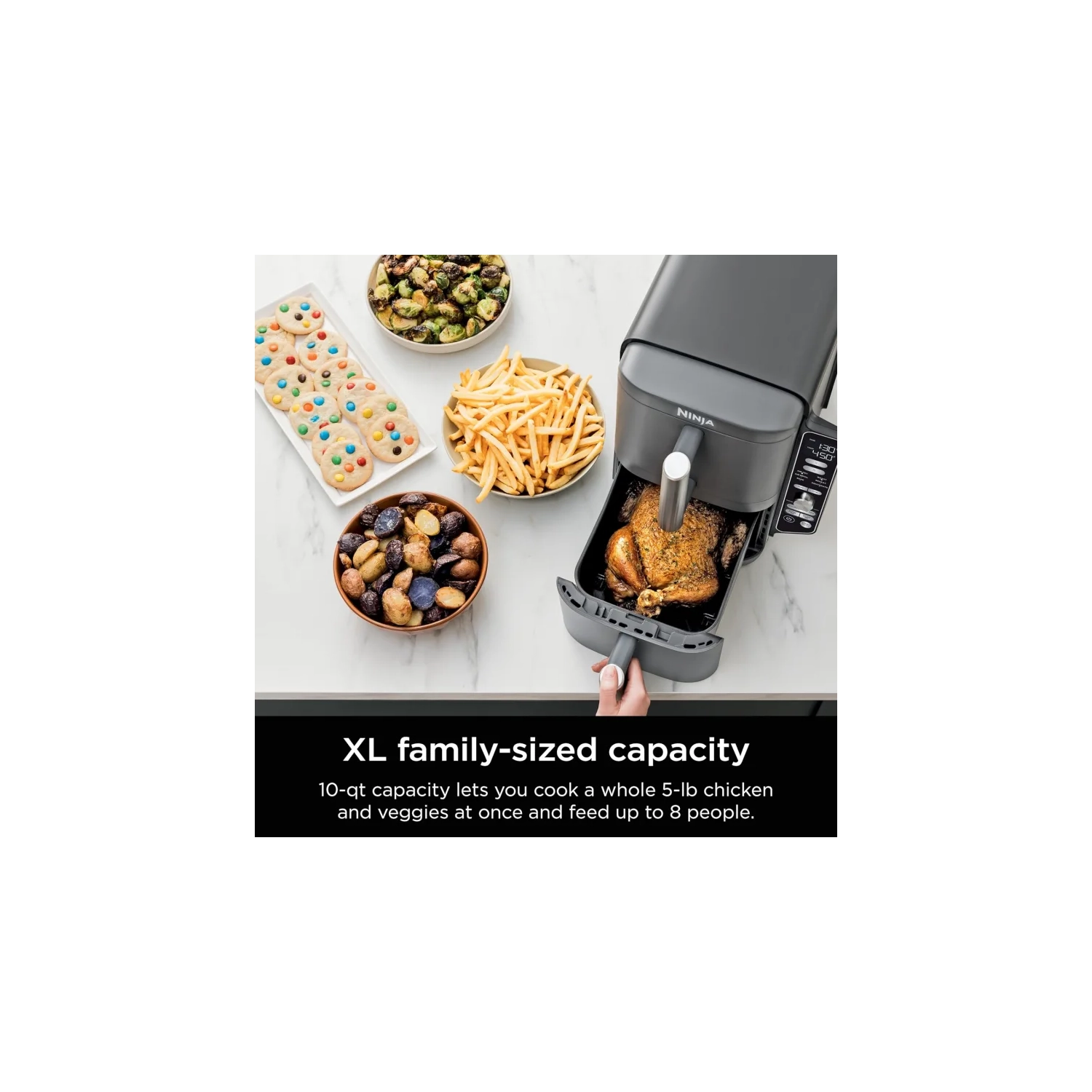 Ninja SL401 DoubleStack XL 2-Basket Air Fryer - 10 QT, 6-in-1, DoubleStack Technology, Smart Finish, Cook 4 Foods at Once, Compact Design, Easy
