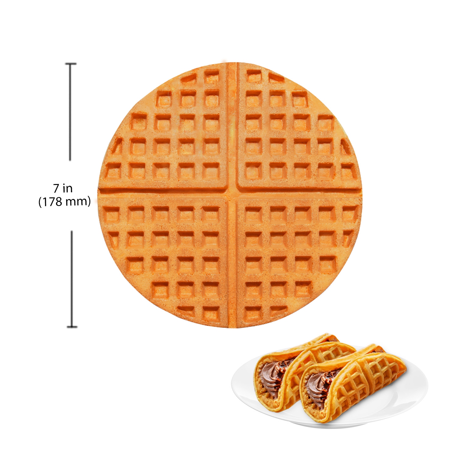 AP-601_2 Double Waffle Maker | Round-Shaped Belgium Waffles | Stainless Steel | Nonstick Coating | 110V