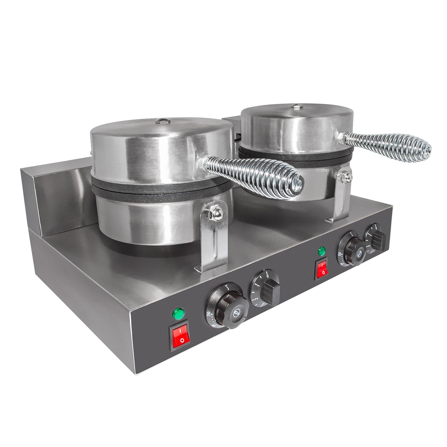 AP-601_2 Double Waffle Maker | Round-Shaped Belgium Waffles | Stainless Steel | Nonstick Coating | 110V