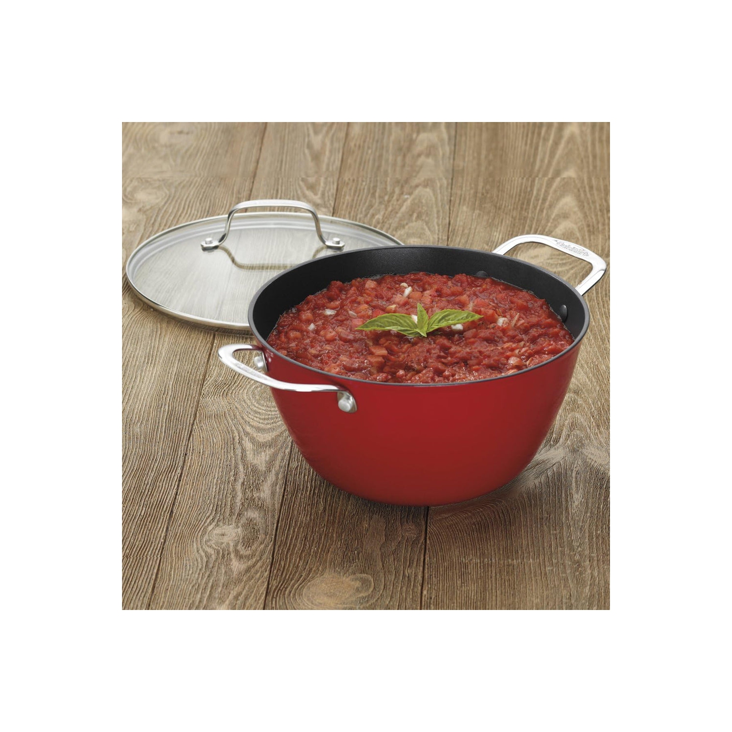 Cuisinart 5.2-Quart Round Covered Casserole with Glass Lid, Red