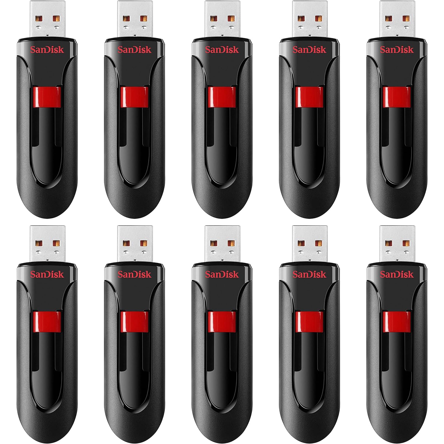 SanDisk 64GB 10-Pack Cruzer Glide USB 2.0 Flash Drive - SDCZ60-064G-B10CT