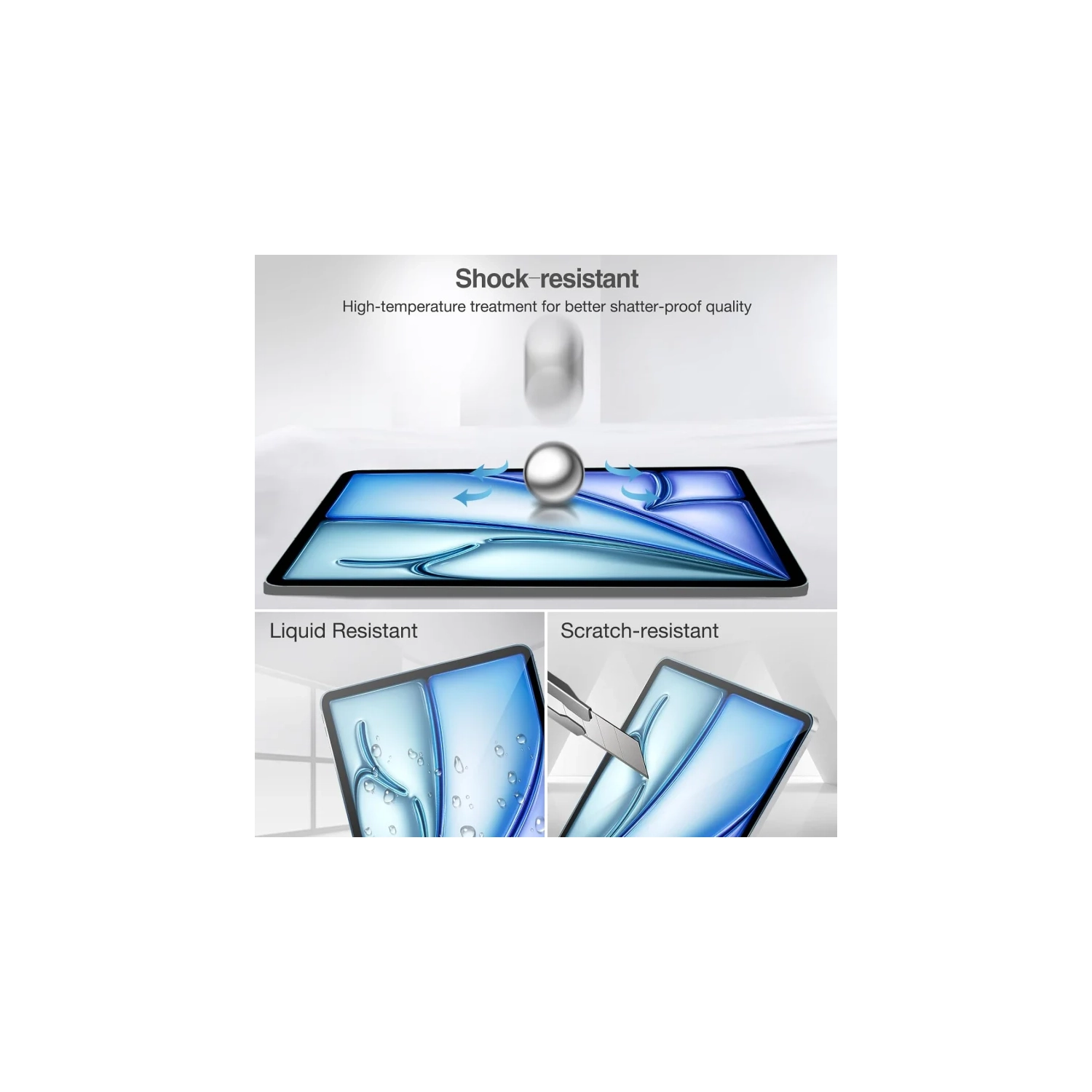 Paquet de 2 protecteurs d'écran en verre trempé pour iPad Air 7 11&nbsp;po M3 2025 Air 6 e génération 11&nbsp;po M2 A2902/A2903/A2904 - Film