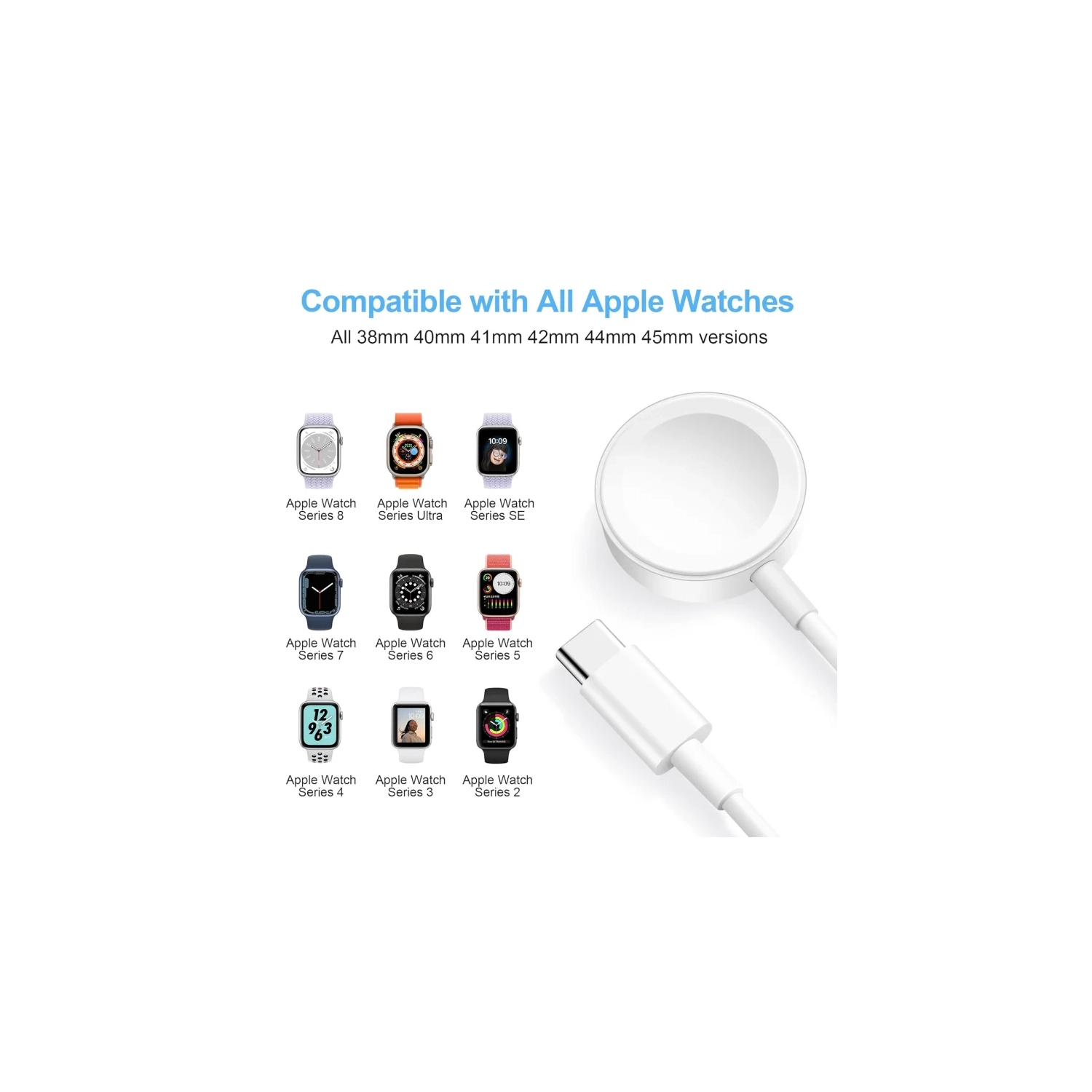 MFi Certified USB-C Fast Charger for Apple Watch - 3FT Magnetic Cable with 20W Wall Charger for Series Ultra 2/9/8/7/SE/6/5/4/3/2/1