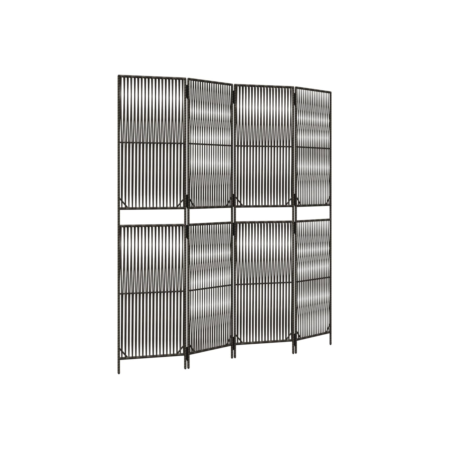 vidaXL Room Divider 4 Panels Grey Poly Rattan