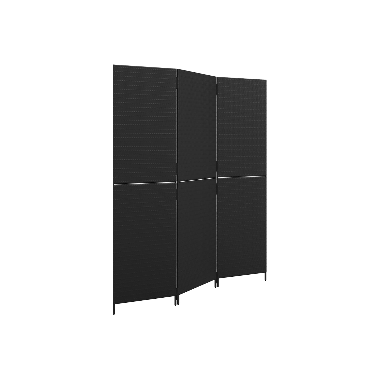 vidaXL Room Divider 3 Panels Black Poly Rattan