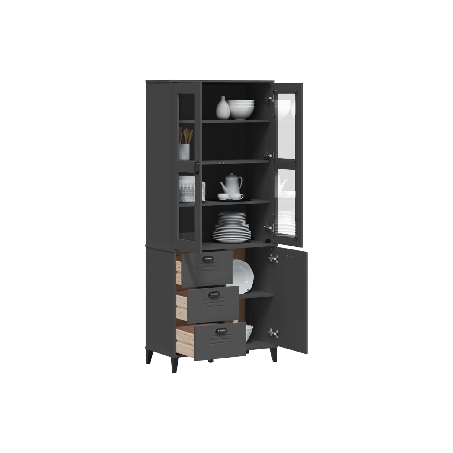 vidaXL Highboard VIKEN Anthracite Grey 80x40x190 cm Solid Wood Pine