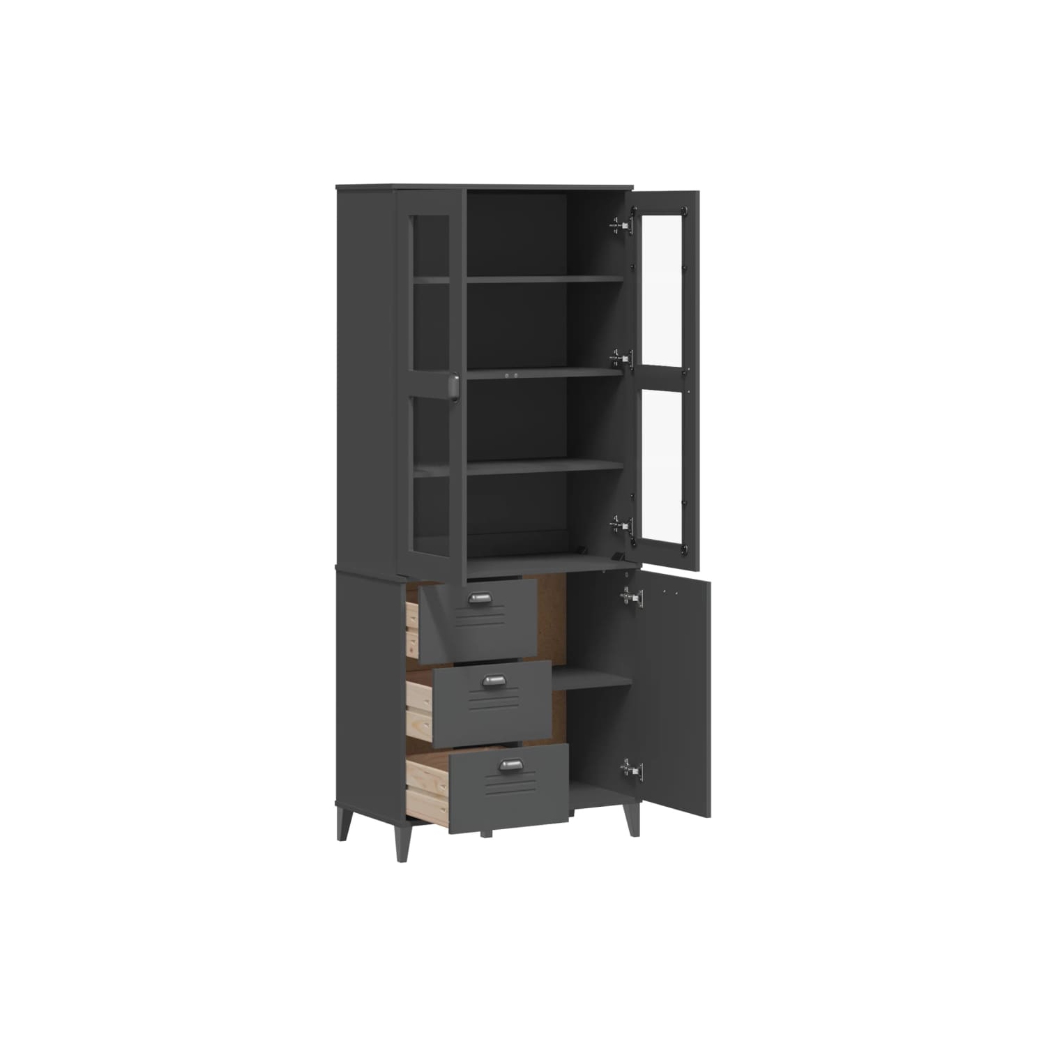 vidaXL Highboard VIKEN Anthracite Grey 80x40x190 cm Solid Wood Pine