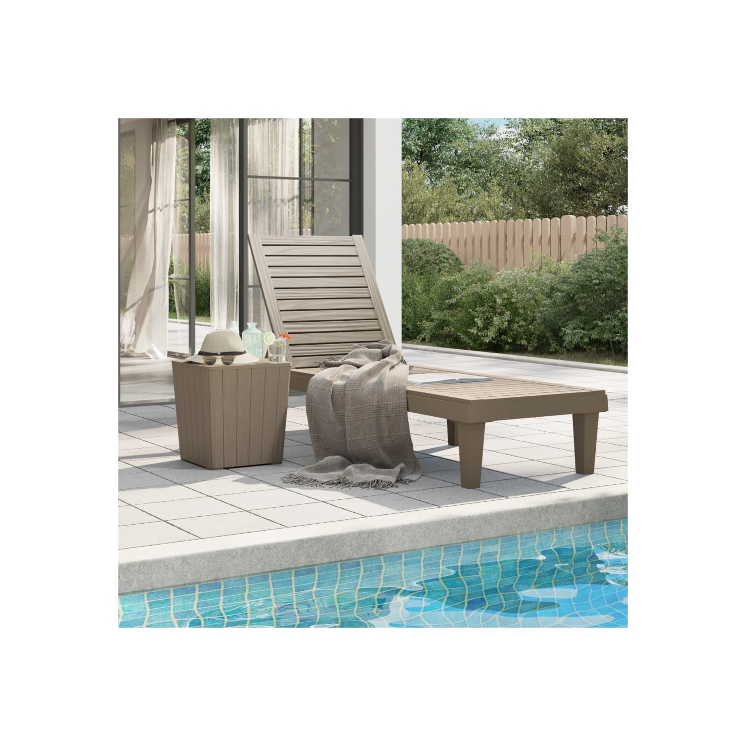 vidaXL Sun Lounger Light Brown 155x58x83 cm Polypropylene
