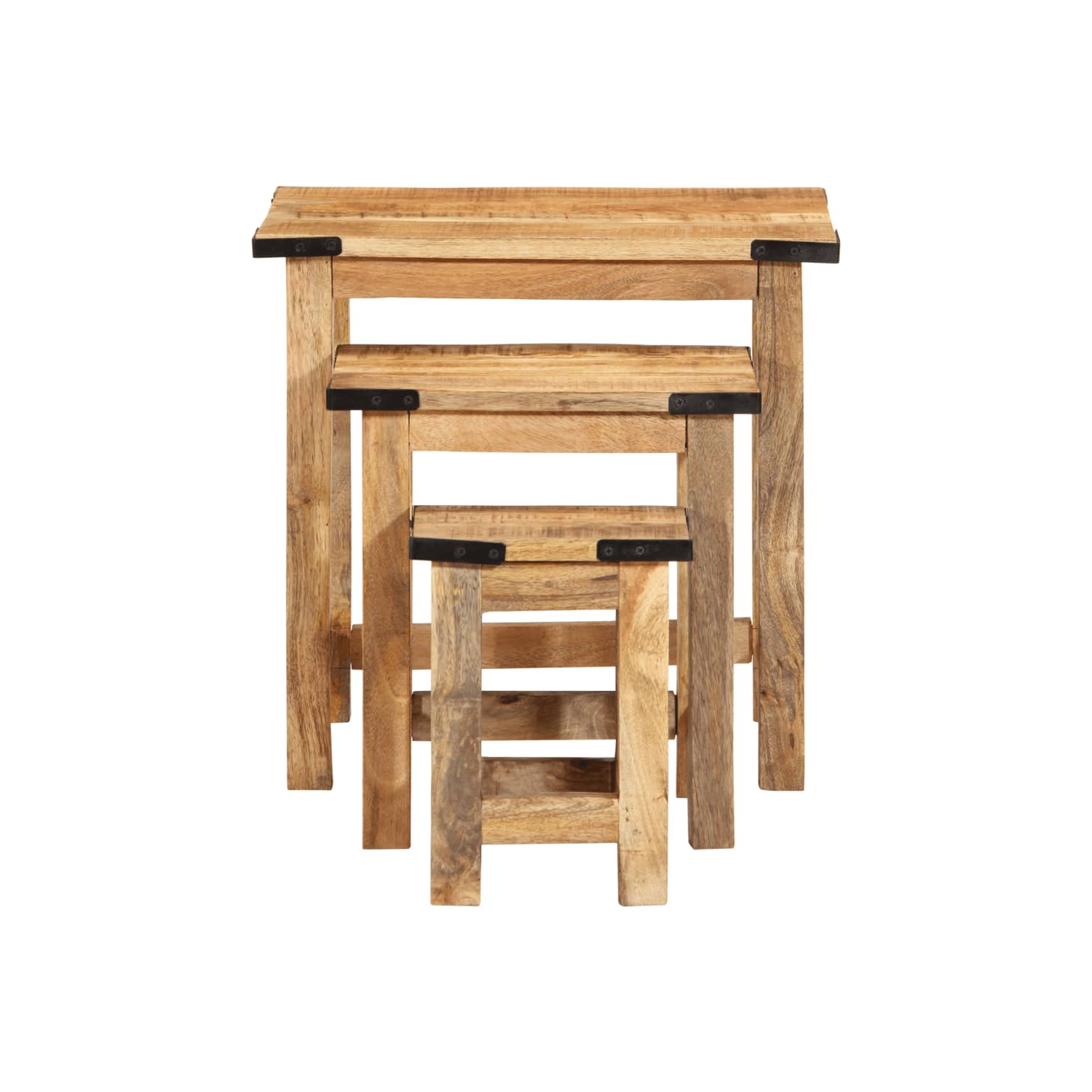 vidaXL Nesting Side Tables 3 pcs Solid Rough Wood Mango