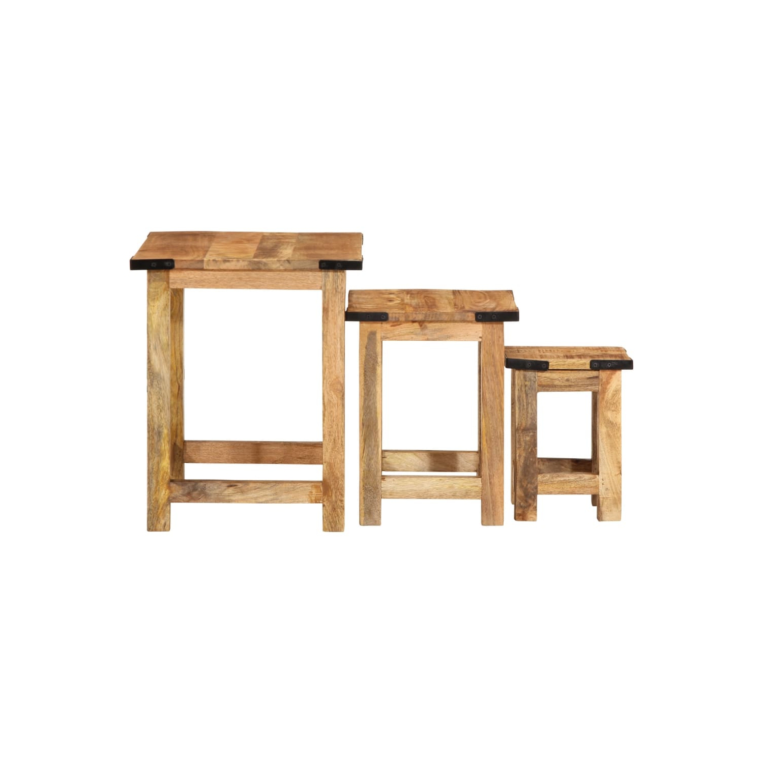 vidaXL Nesting Side Tables 3 pcs Solid Rough Wood Mango