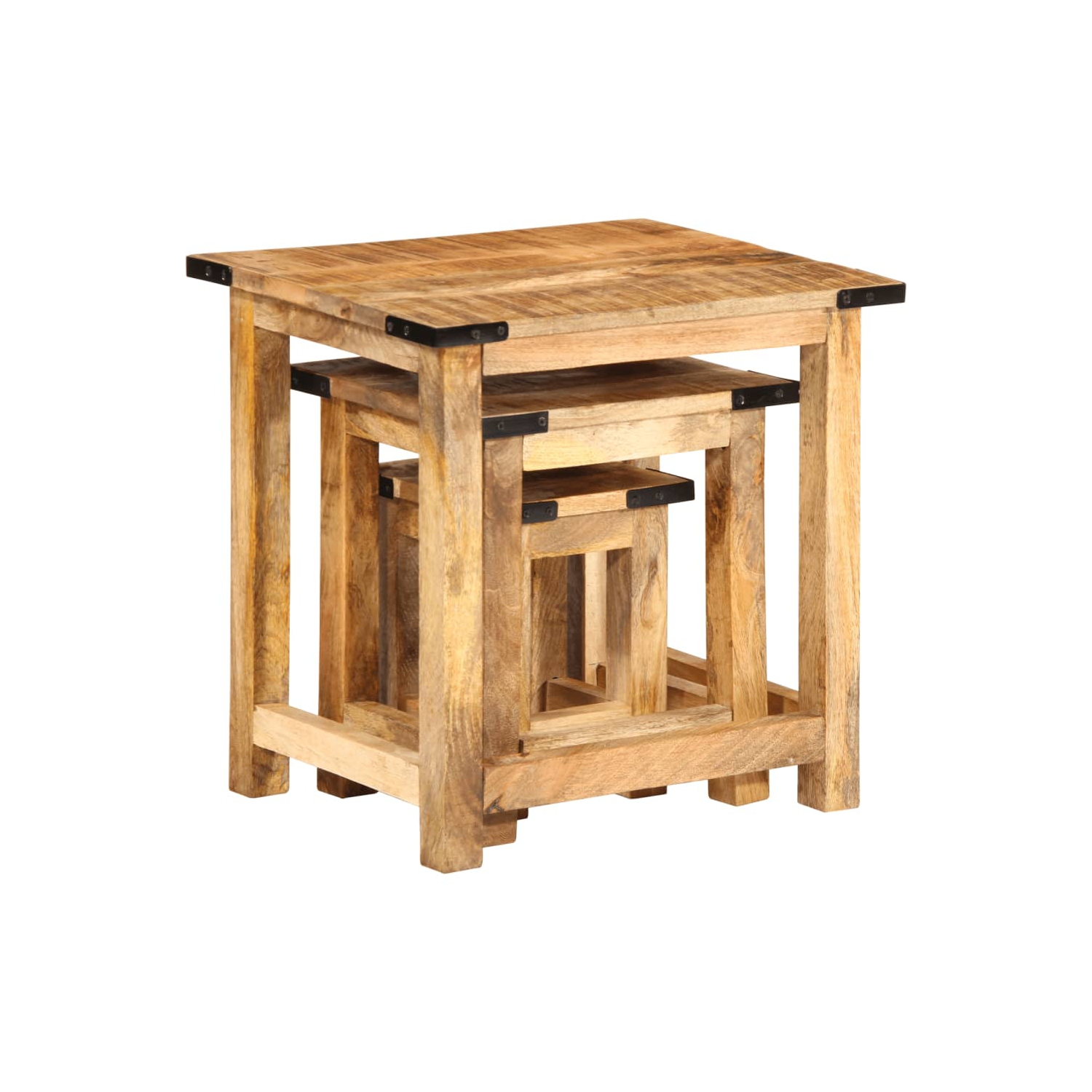 vidaXL Nesting Side Tables 3 pcs Solid Rough Wood Mango