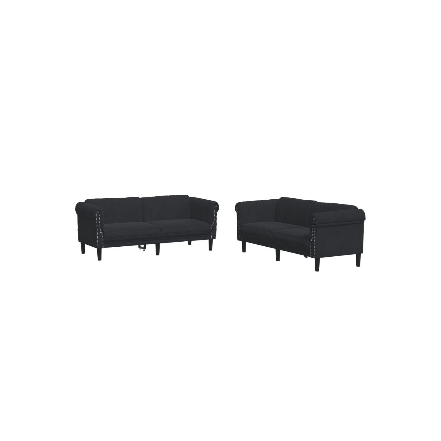 vidaXL 2 Piece Sofa Set Black Velvet