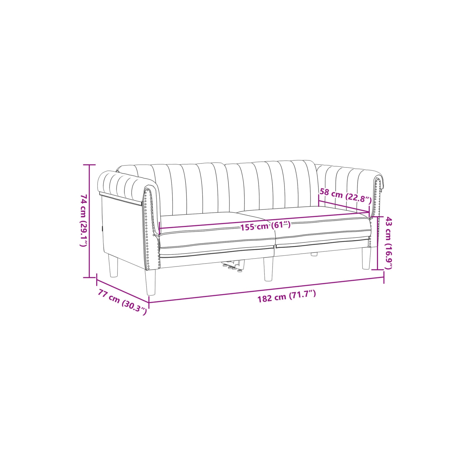 Ensemble de sofa 2 pièces en velours brun vidaXL