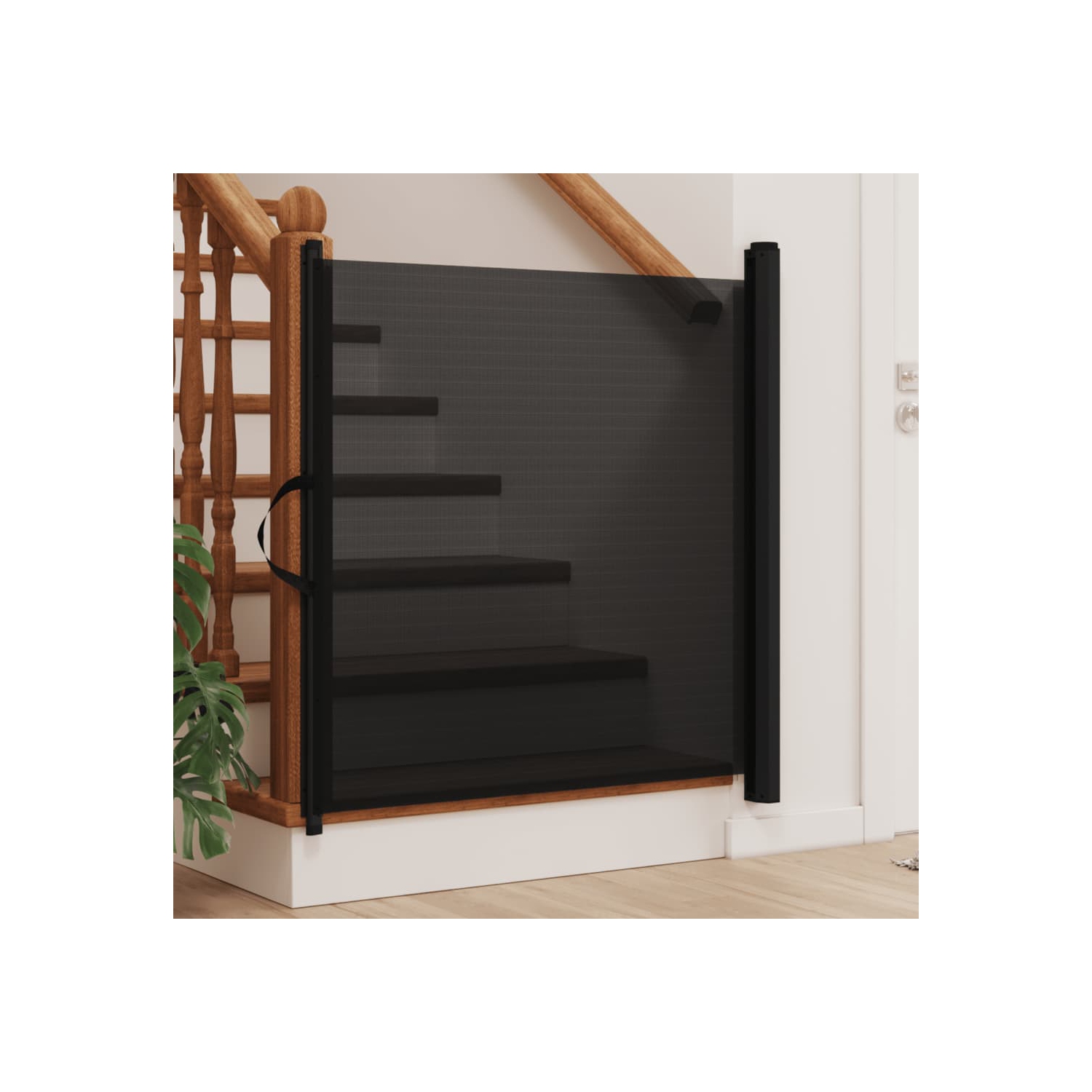 vidaXL Retractable Pet Gate Black 102.5x125 cm