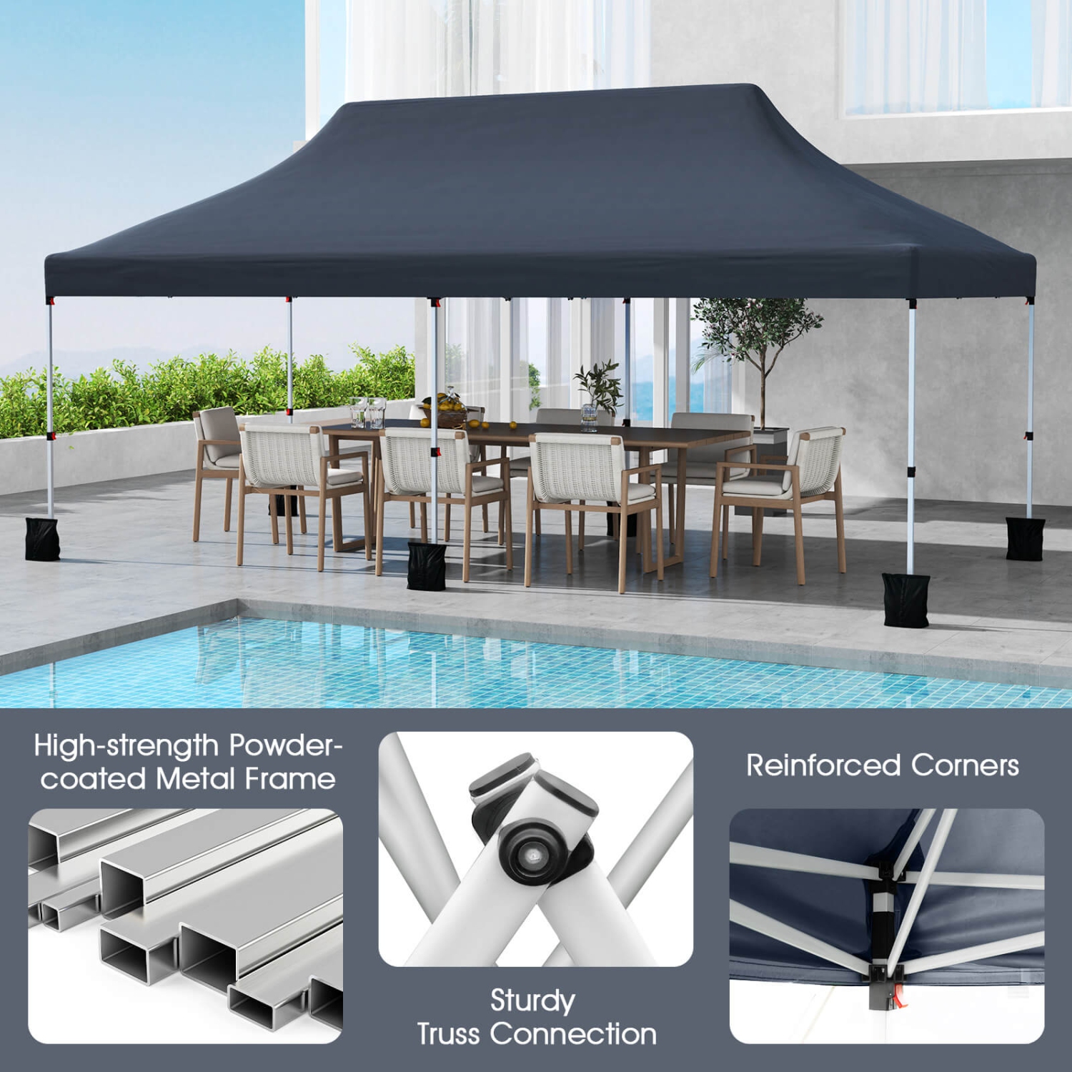 Costway 10 x 20 FT Pop-up Canopy UPF50+ Sun Protection Tent with Carrying Bag