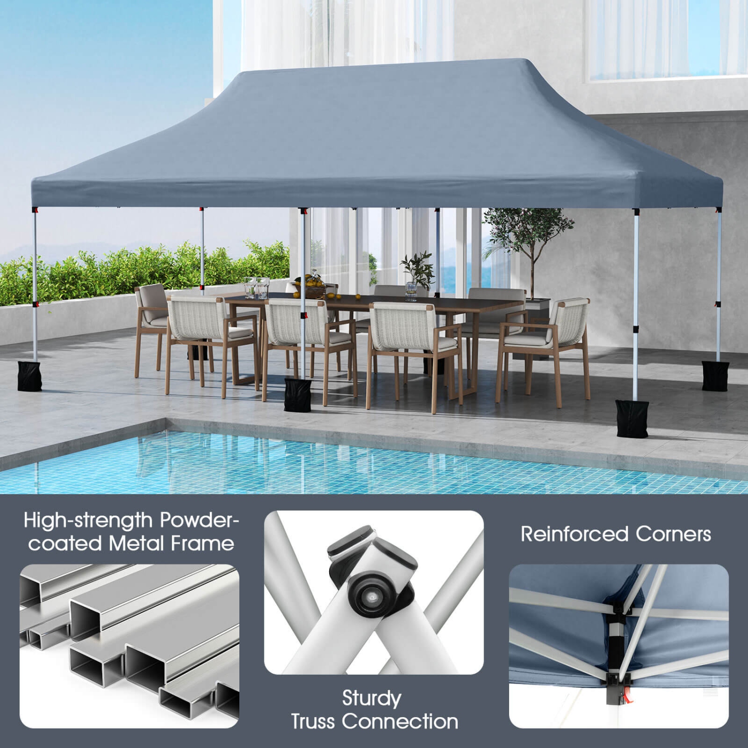 Costway 10 x 20 FT Pop-up Canopy UPF50+ Sun Protection Tent with Carrying Bag