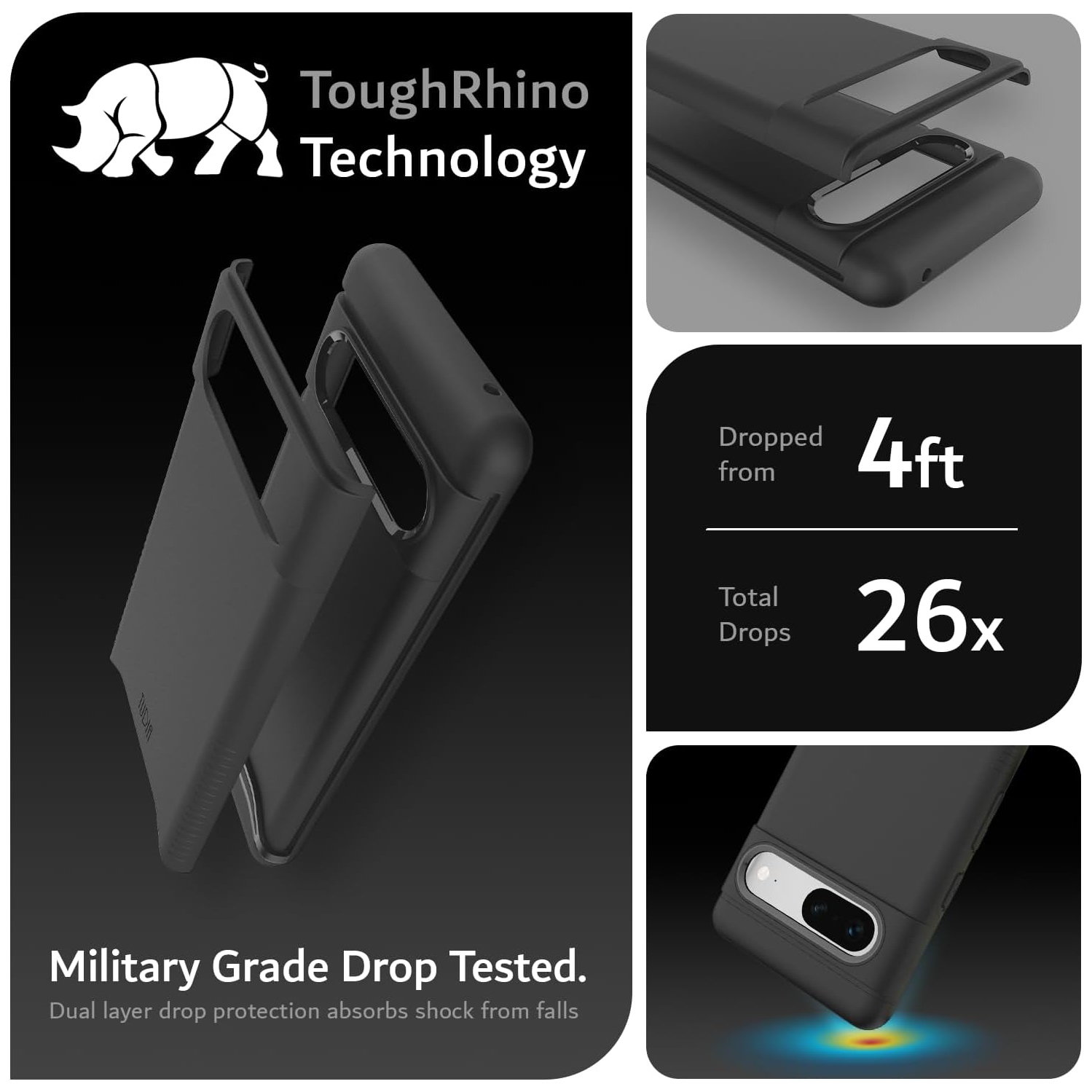 Étui double couche Merge de TUDIA pour Pixel 7 de Google - Noir mat