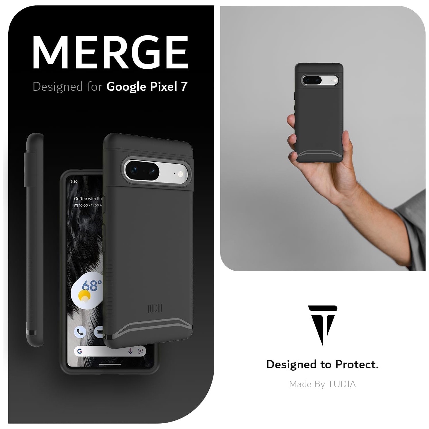 Étui double couche Merge de TUDIA pour Pixel 7 de Google - Noir mat
