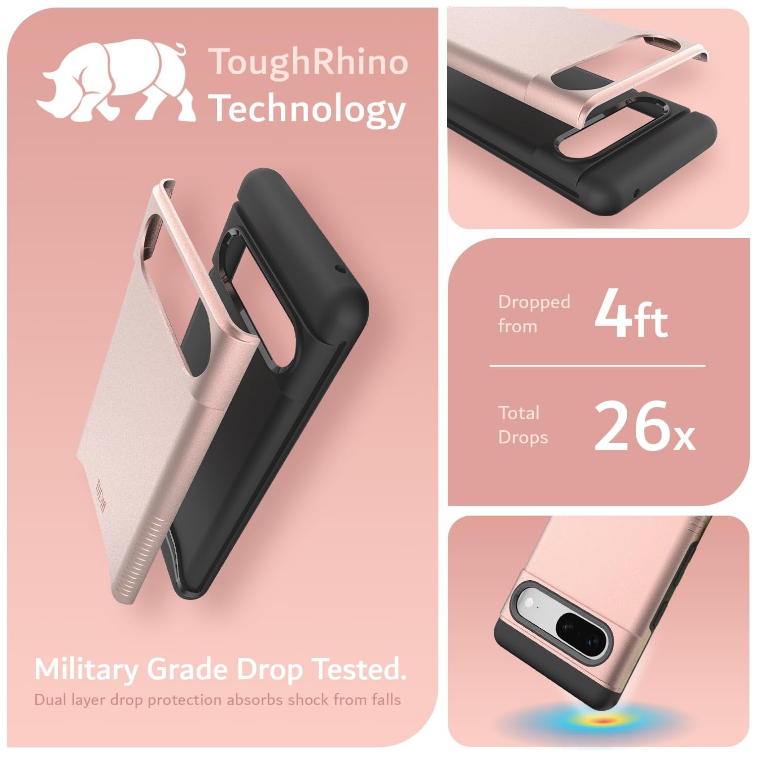 TUDIA Merge Google Pixel 7 Case Dual Layer - Rose Gold