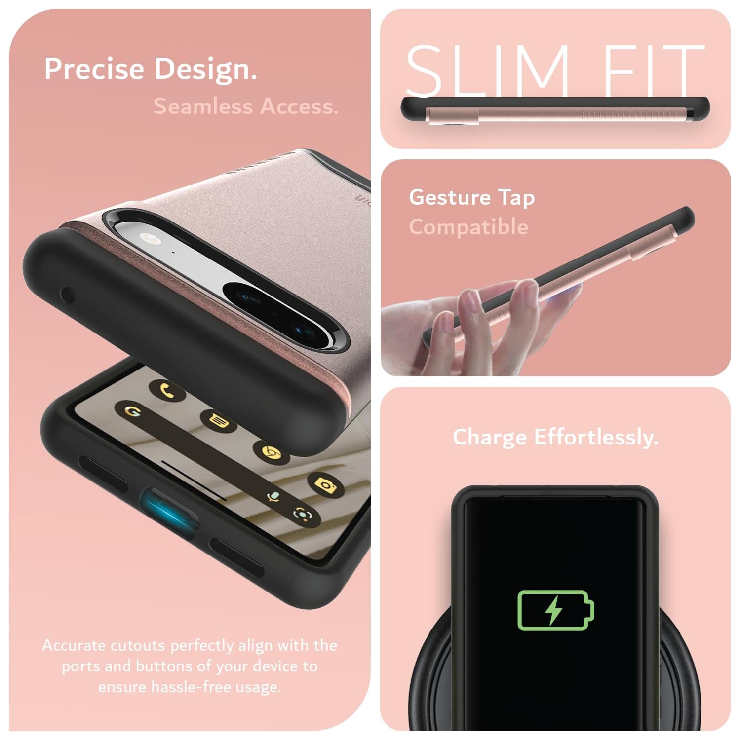 TUDIA Merge Google Pixel 7 Case Dual Layer - Rose Gold