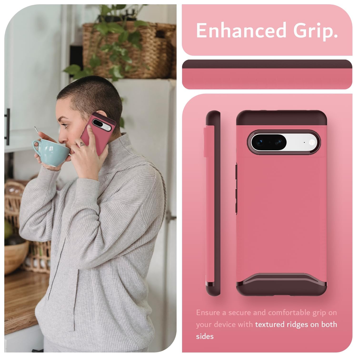 TUDIA Merge Google Pixel 7 Case Dual Layer - Smokey Pink