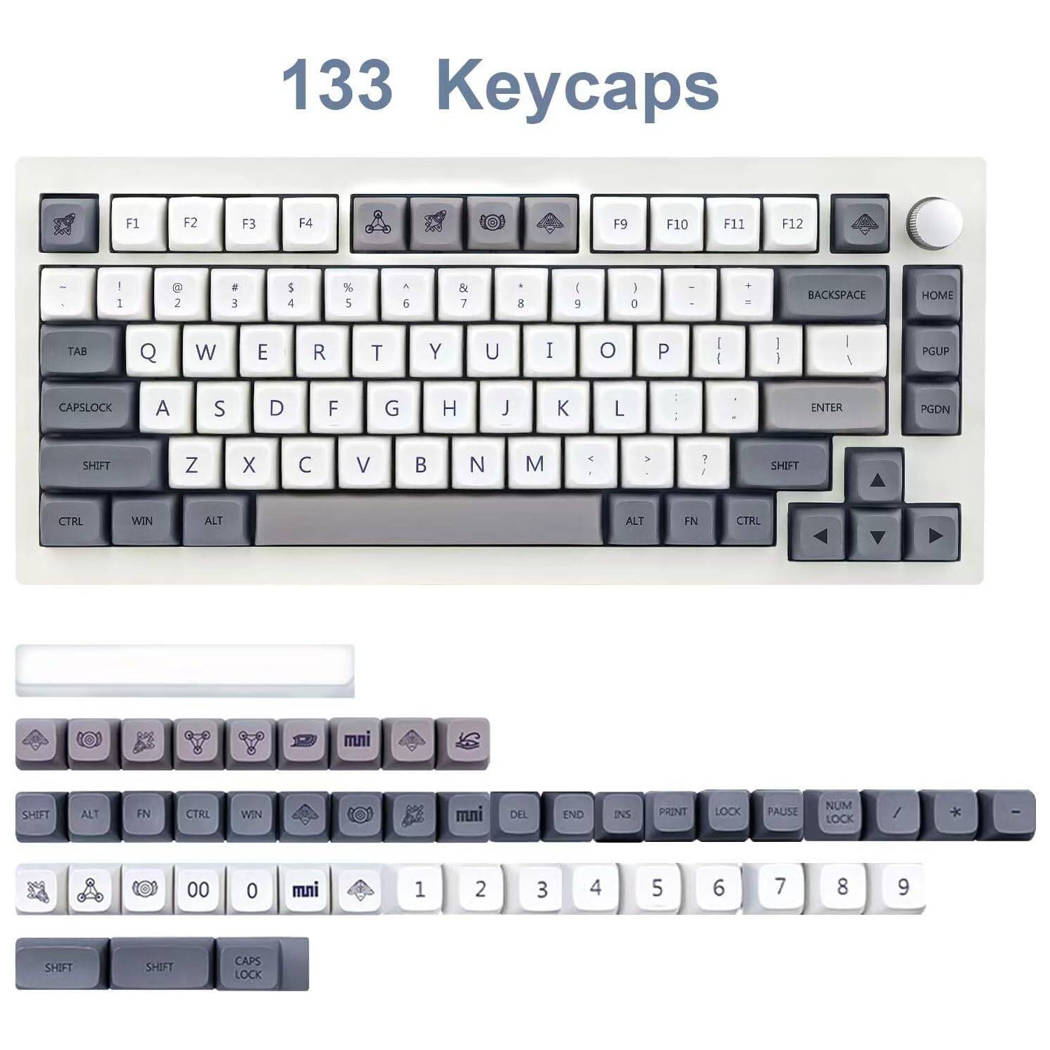 PBT Keycaps 133 Keys XDA Profile Dye Sublimation Keycaps Custom Keyboard Keycaps Set , fit for 61/64/68/84/87/96/98 Cherry Mx Switches ISO ANSI