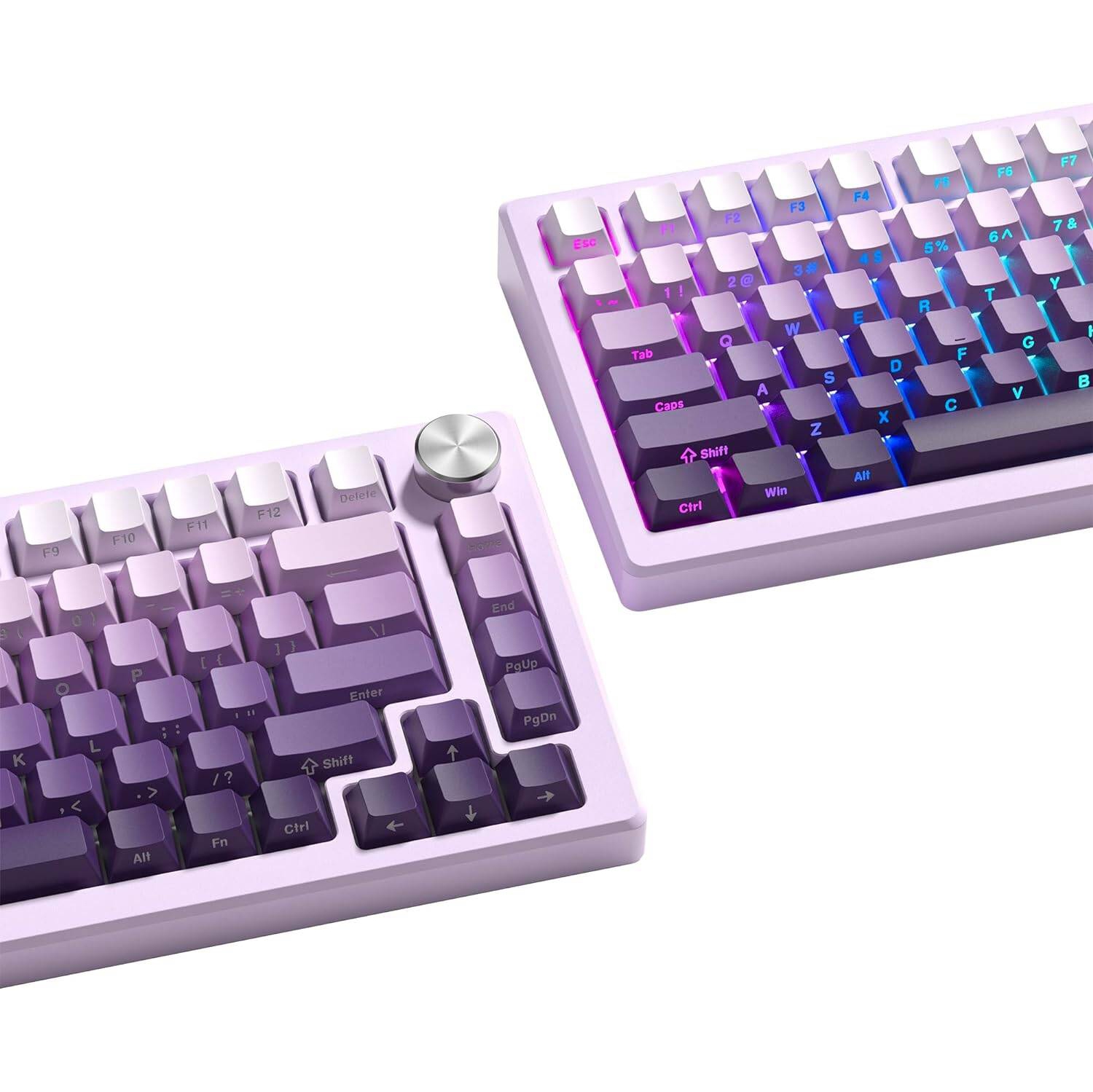 136 Keys Gradient Purple Keycaps, PBT Double Shot keycaps Cherry Profile Minimalist Retro Keycaps for Mechanical Gaming Keyboards
