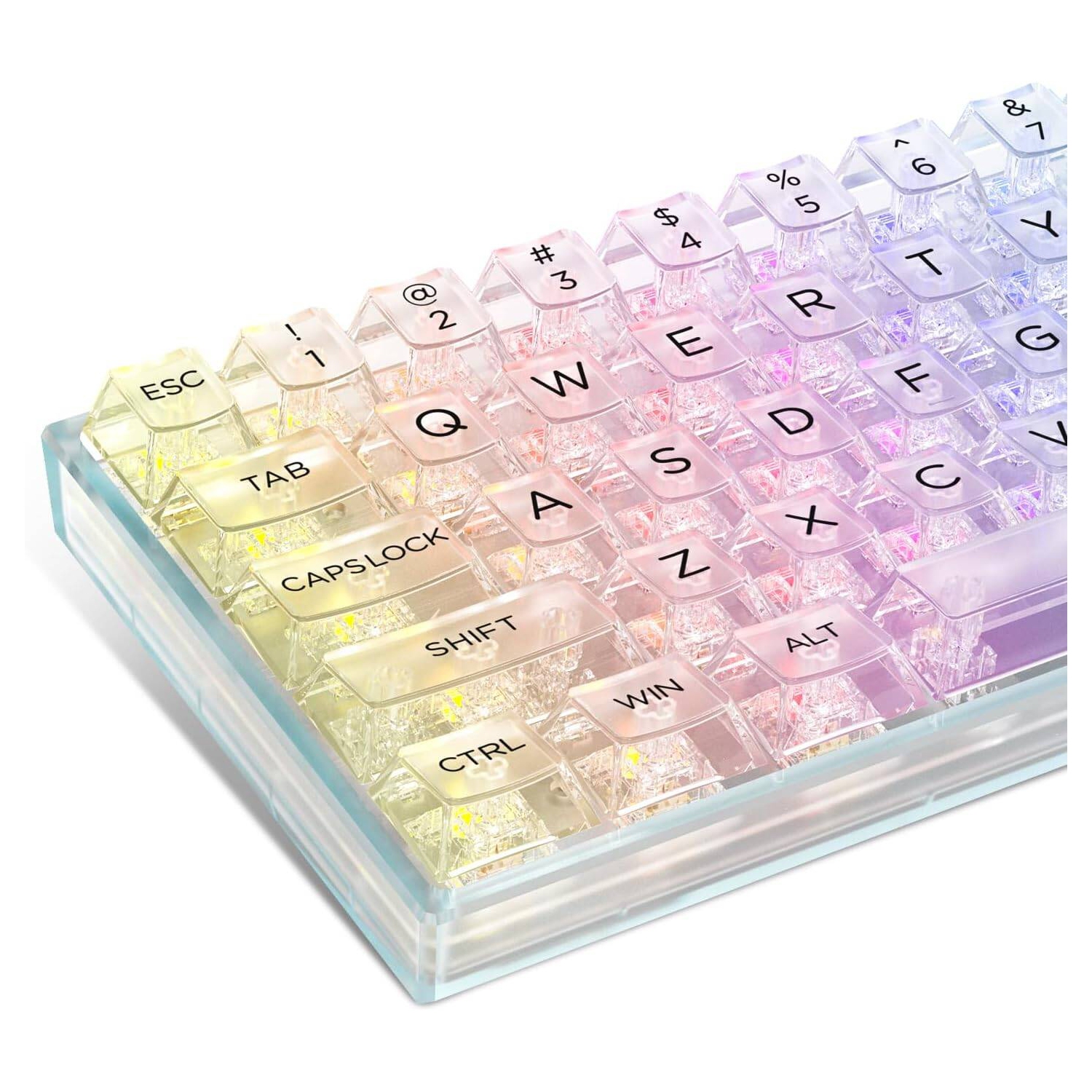 140 Keys Clear Keycaps Full Set, Transparent PC Material Keycaps for 60% 65% 75% 100% Cherry Gateron Mx Switches Mechanical Keyboard