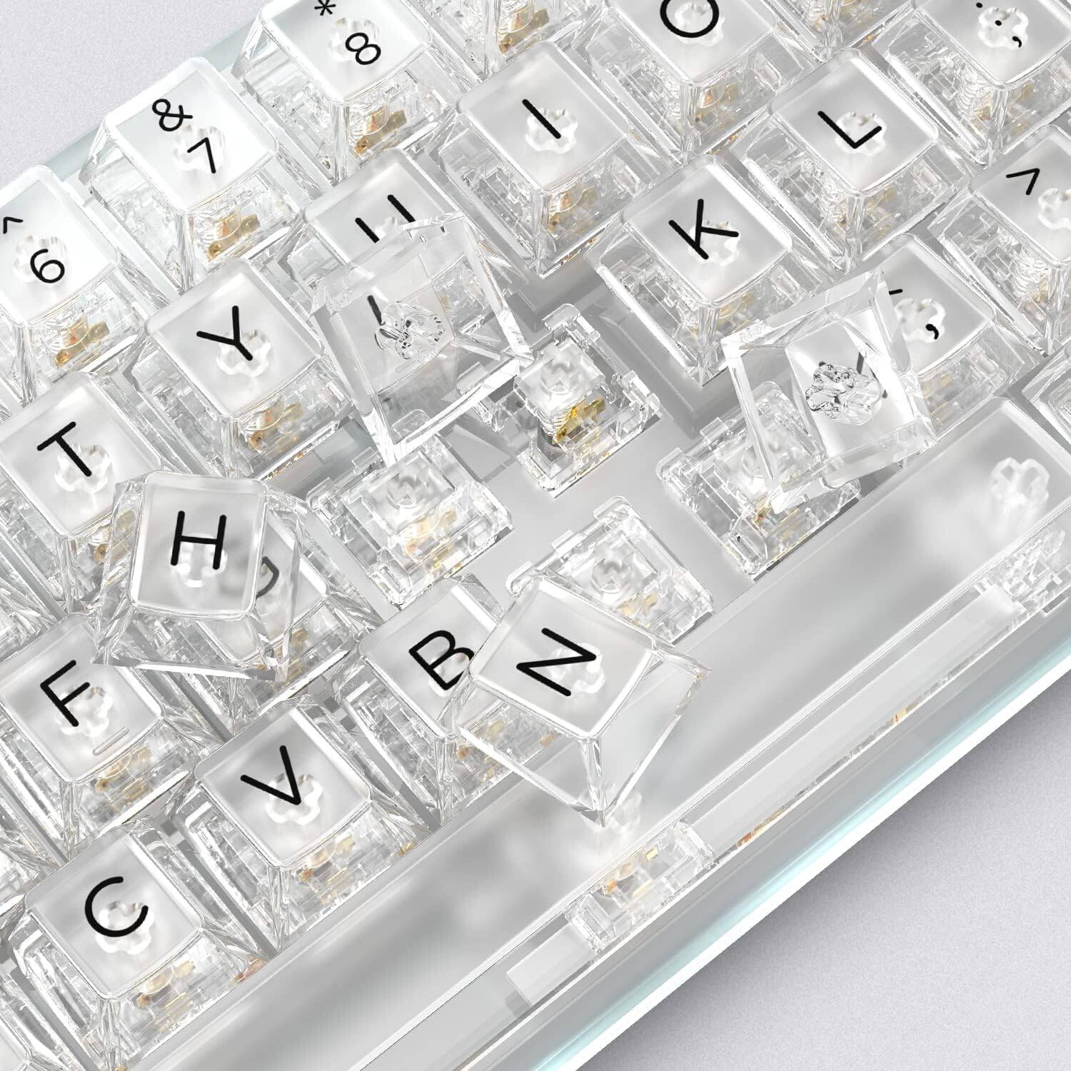Touches transparentes à 140 touches Ensemble complet, touches en polycarbonate transparent pour 60 % 65 % 75 % 100 % Cherry Gateron MX switches