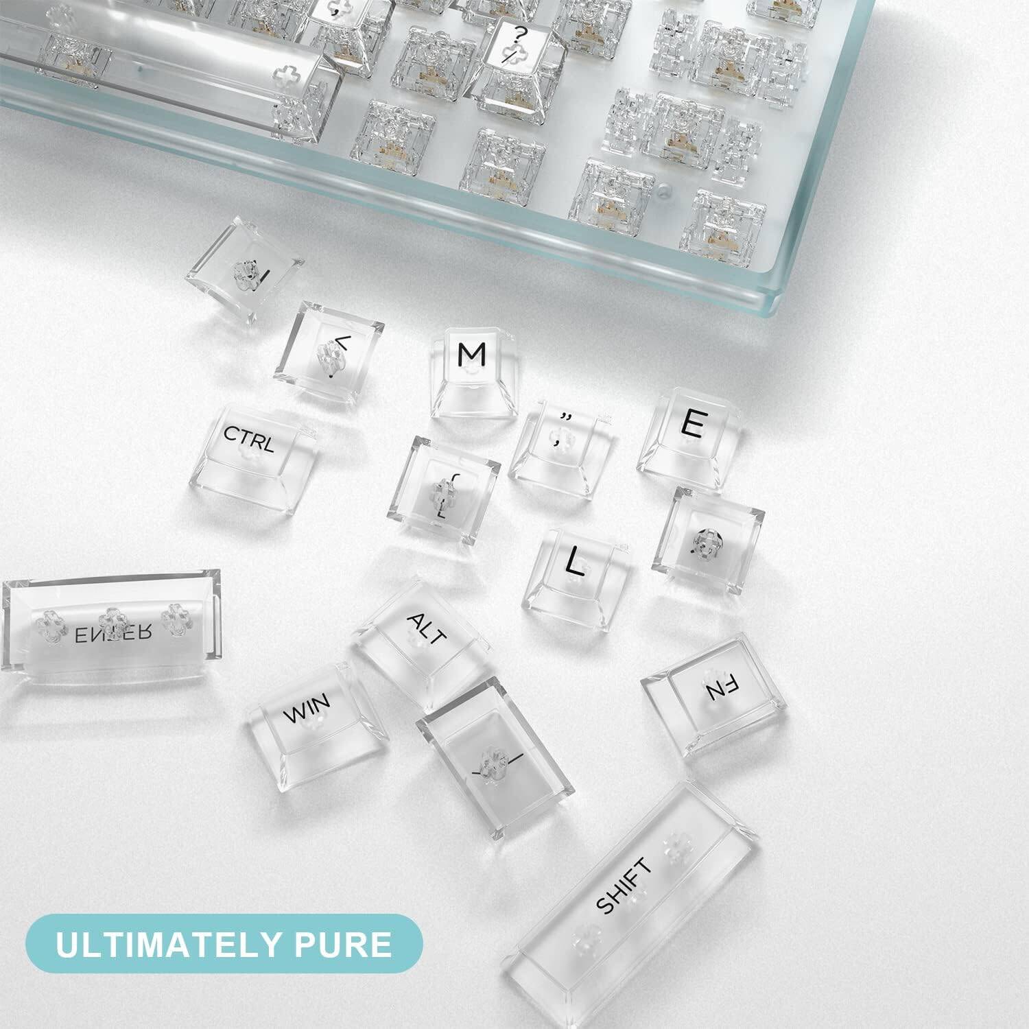 Touches transparentes à 140 touches Ensemble complet, touches en polycarbonate transparent pour 60 % 65 % 75 % 100 % Cherry Gateron MX switches