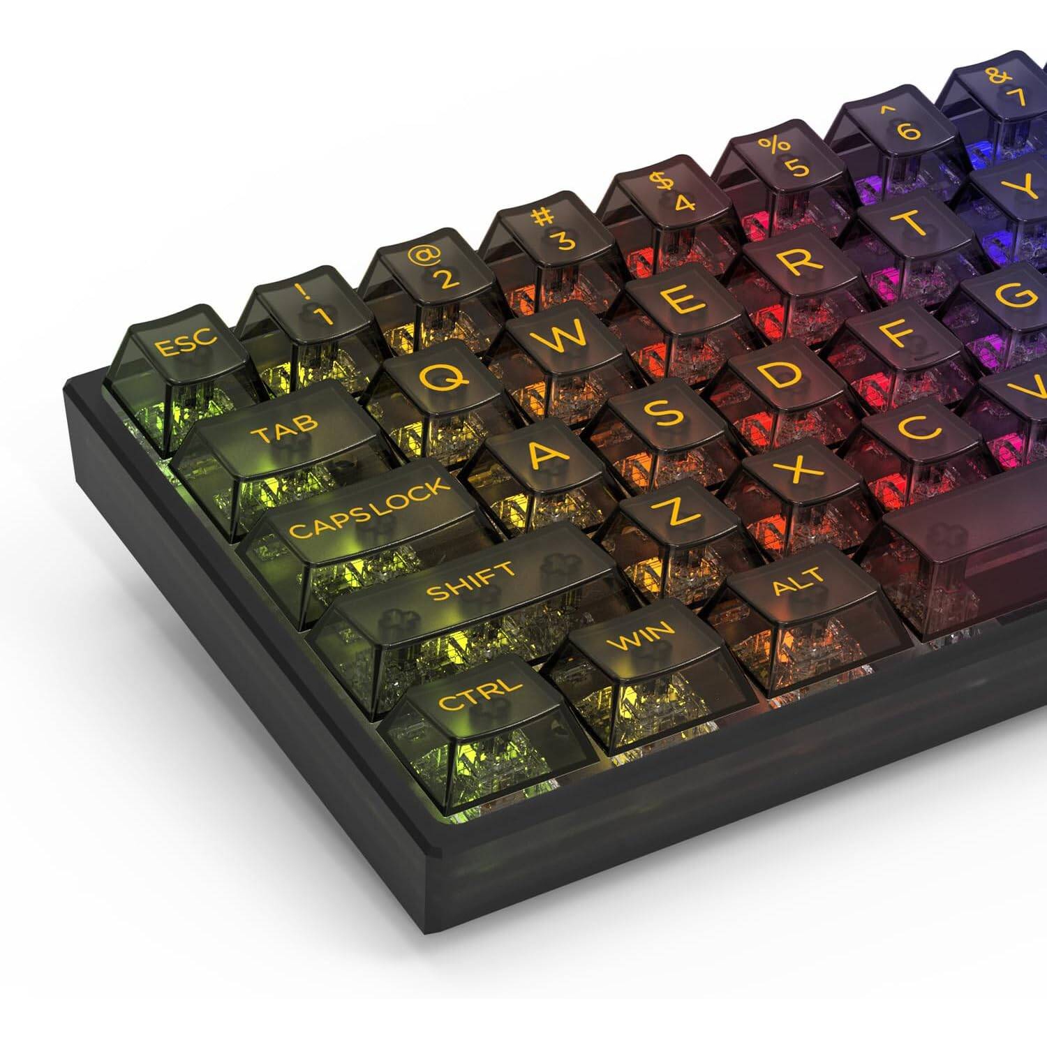 Black Clear Keycaps, Custom Cherry Profile Keycaps 140 Key Full Set,Transparent PC Material Keycaps for 60% 65% 75% 100% Cherry Gateron Mx Switches Mechanical Keyboard