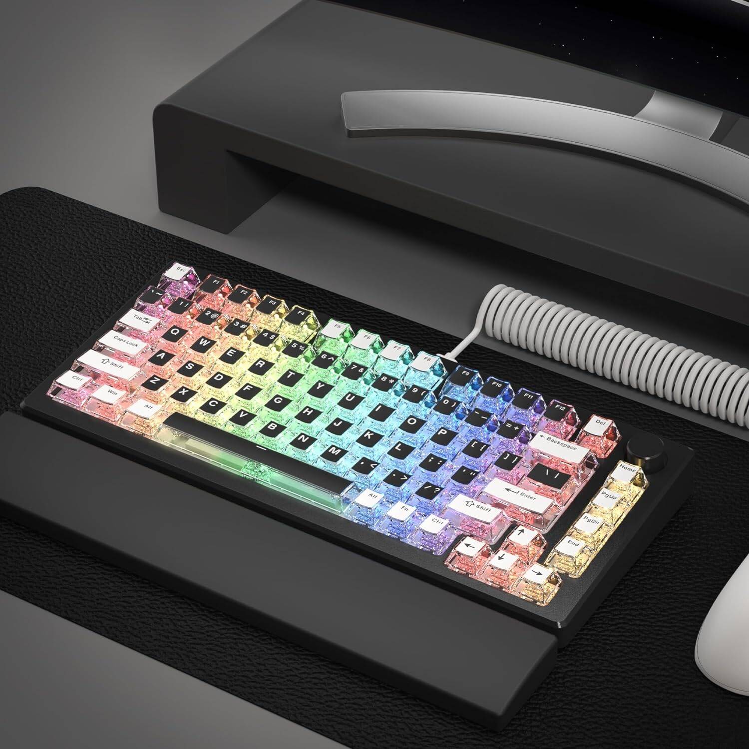 Double Shot PBT/PC Clear Keycaps Set with Hd Transparent Layer,Full 126 Key Set, English Layout, Cherry Profile, for MX Switches Mechanical Gaming