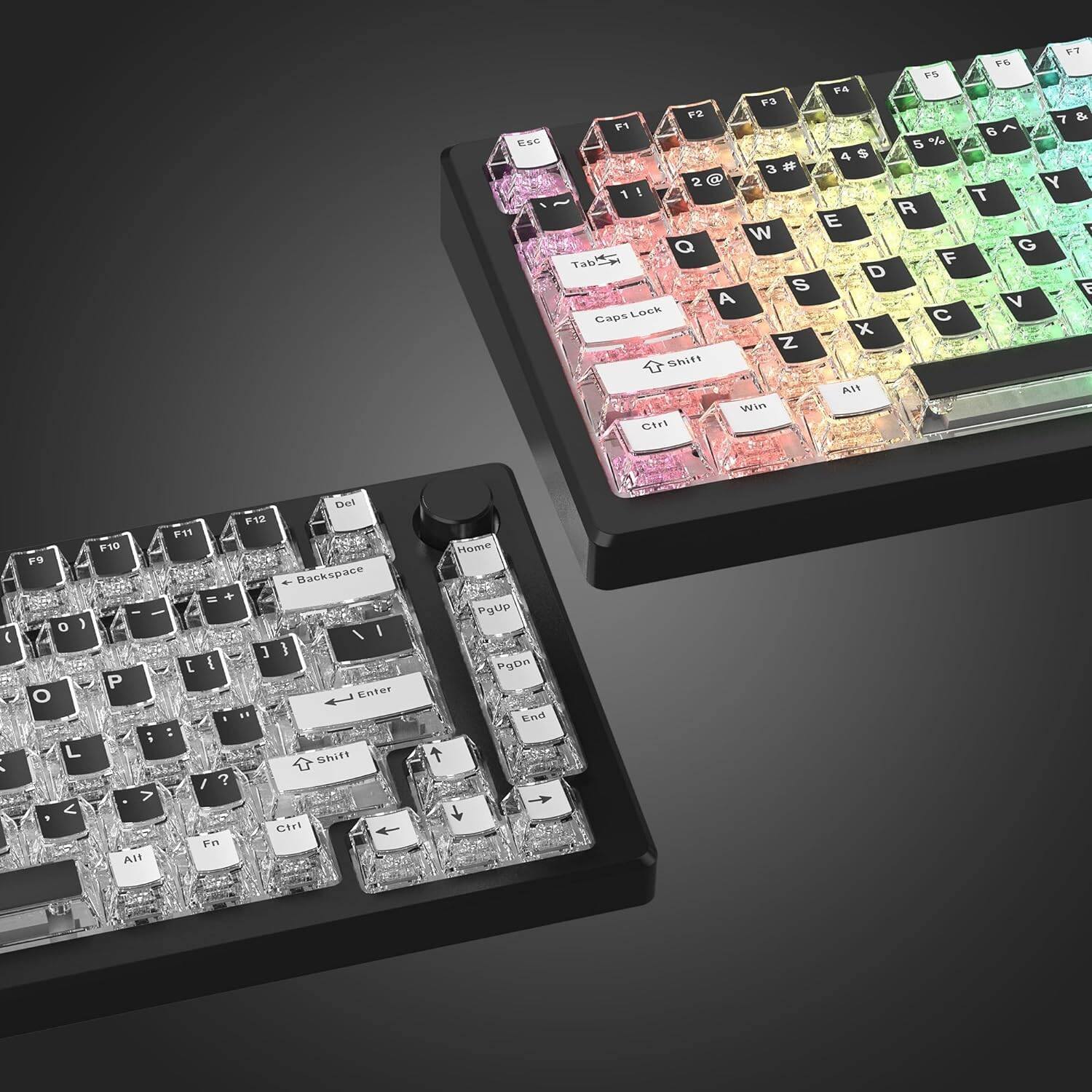 Double Shot PBT/PC Clear Keycaps Set with Hd Transparent Layer,Full 126 Key Set, English Layout, Cherry Profile, for MX Switches Mechanical Gaming