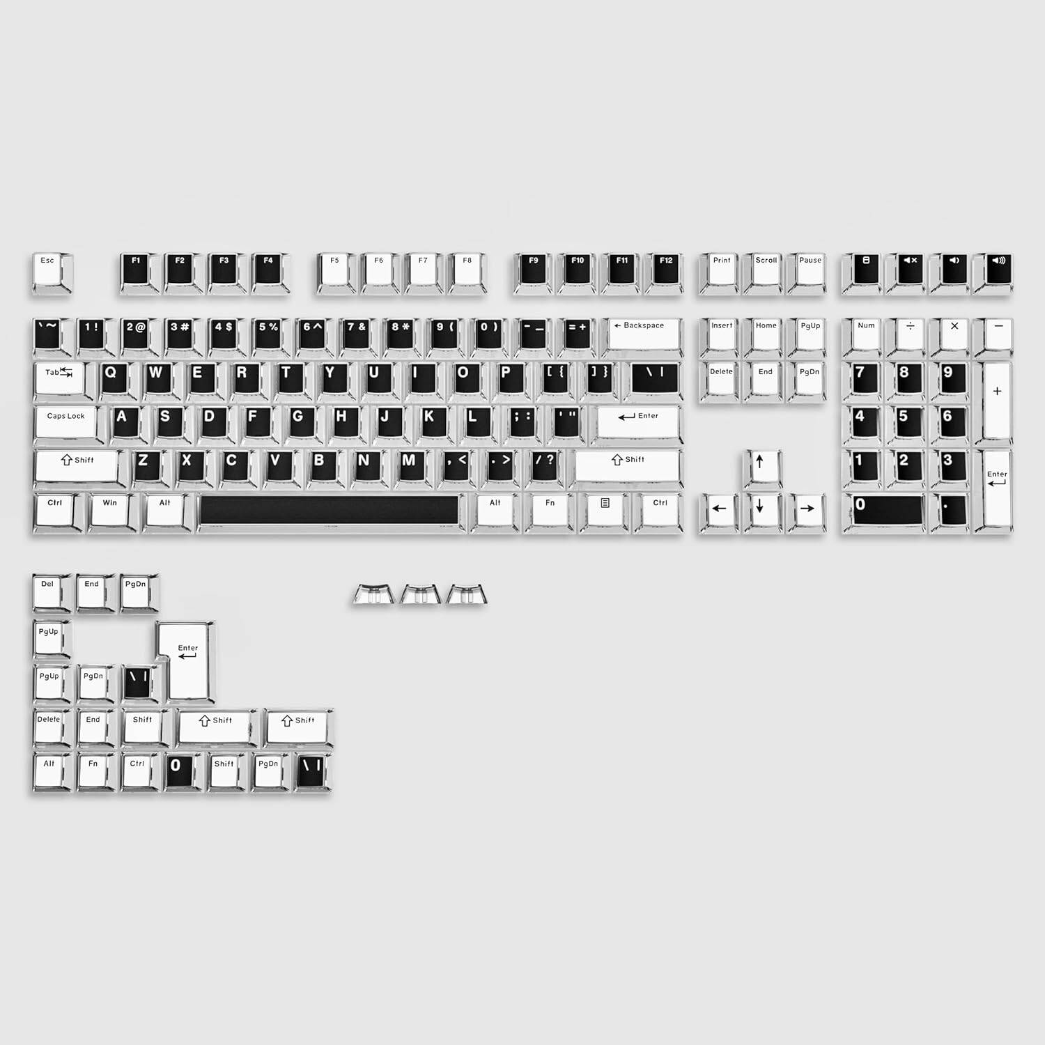 Double Shot PBT/PC Clear Keycaps Set with Hd Transparent Layer,Full 126 Key Set, English Layout, Cherry Profile, for MX Switches Mechanical Gaming