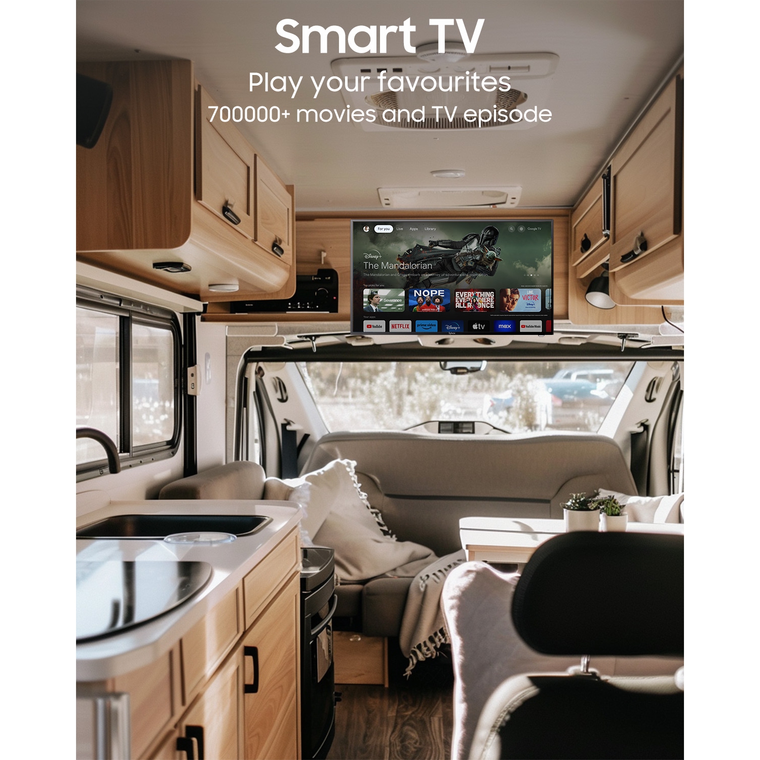 SYLVOX Smart RV TV, 40" 12 Volt TV for RV, Newest Smart Google TV Support Download APPs with Google Assistant, 1080P DC/AC Powered Television for RV