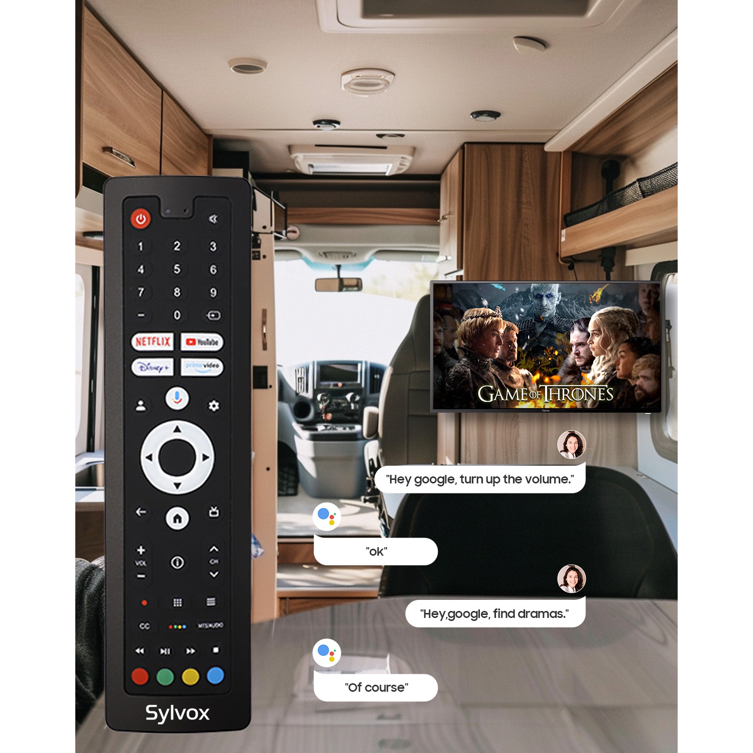 SYLVOX Smart RV TV, 40" 12 Volt TV for RV, Newest Smart Google TV Support Download APPs with Google Assistant, 1080P DC/AC Powered Television for RV