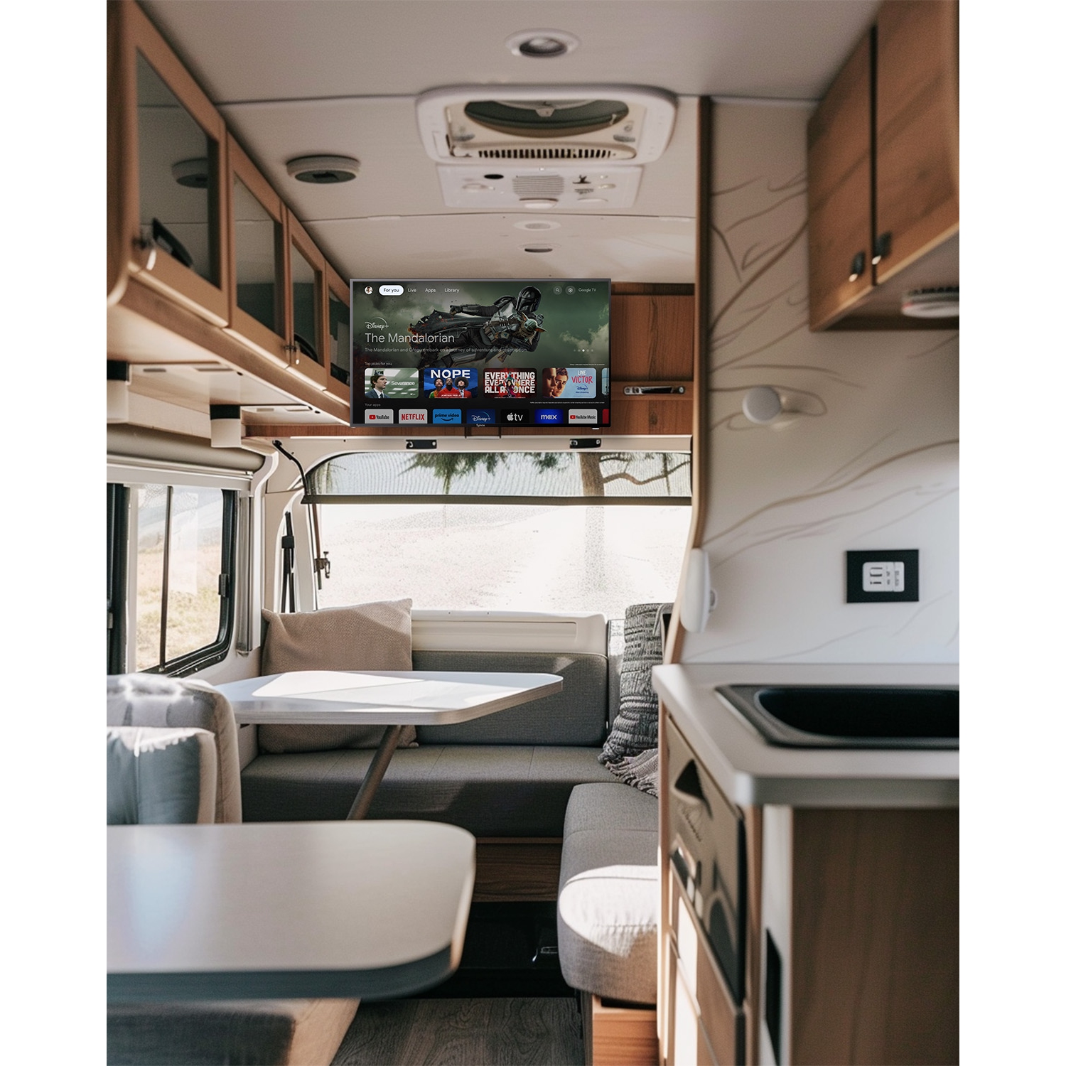 SYLVOX Smart RV TV, 40" 12 Volt TV for RV, Newest Smart Google TV Support Download APPs with Google Assistant, 1080P DC/AC Powered Television for RV