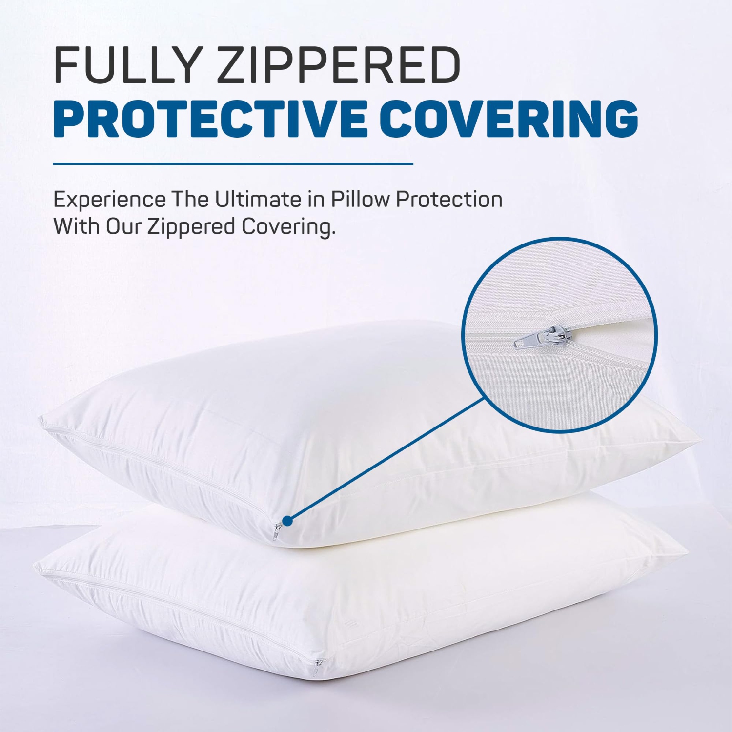 Canadian Linen Microfiber Pillow Protector Zipper Closure Encasement, 20"x26" Standard, 2 Pack, Soft Breathable Noiseless Bed Bug Proof Cover Bedding