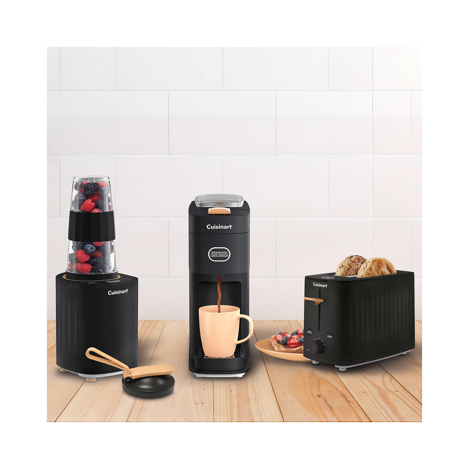 Cuisinart Single Serve Coffee Maker, Personal Blender and 2 slice Toaster 3pc Bundle Set